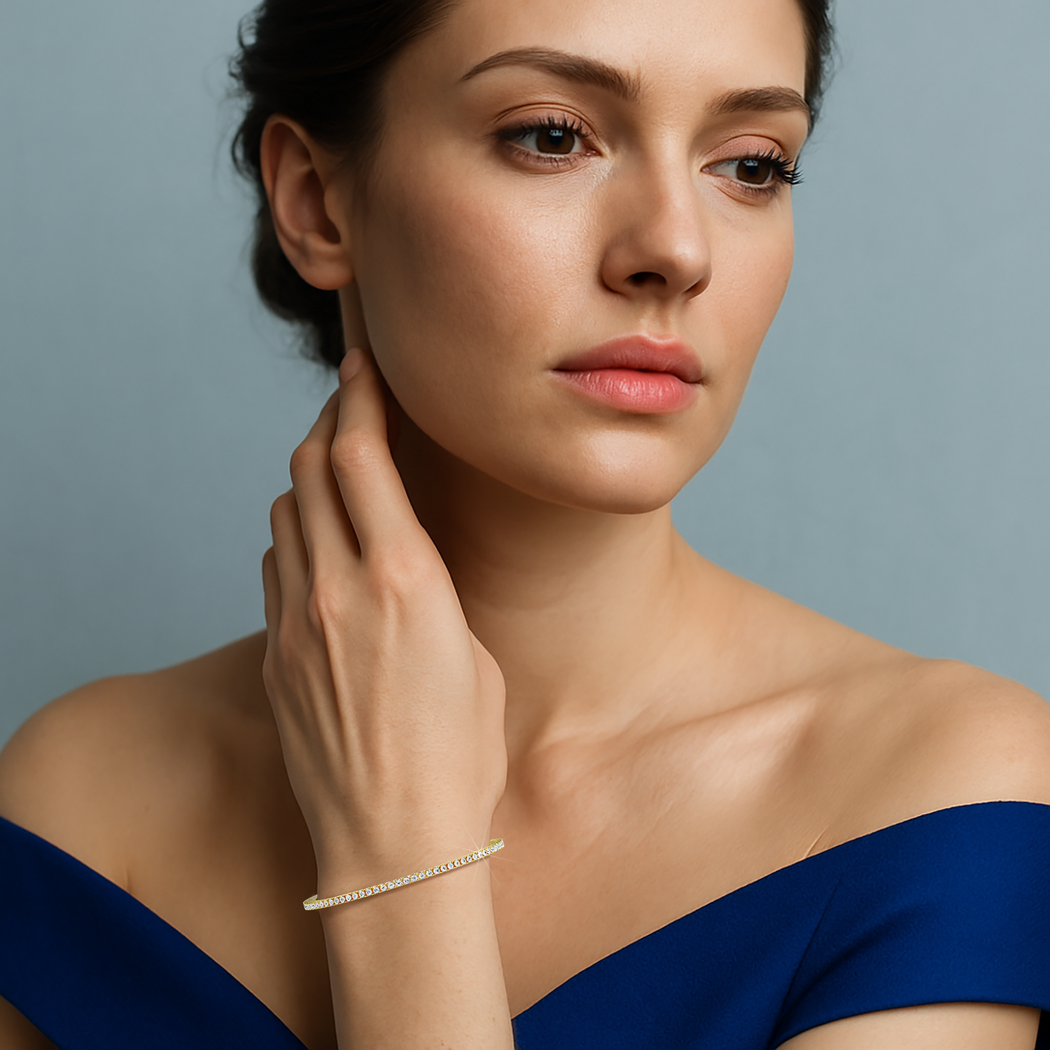 Worn elegantly on a wrist, this 2-carat diamond tennis bracelet in luminous yellow gold—celebrated as golden gold or aurum‑hued gold—elevates any look with its continuous band of brilliant diamonds. Recognized in fine jewelry/jewellry circles as a diamond wristband, diamond cuff, or stylish arm candy, its classic design and expert craftsmanship exude modern luxury. With international design influences and exquisite detailing, this accessory stands as a timeless emblem of sophisticated glamour.