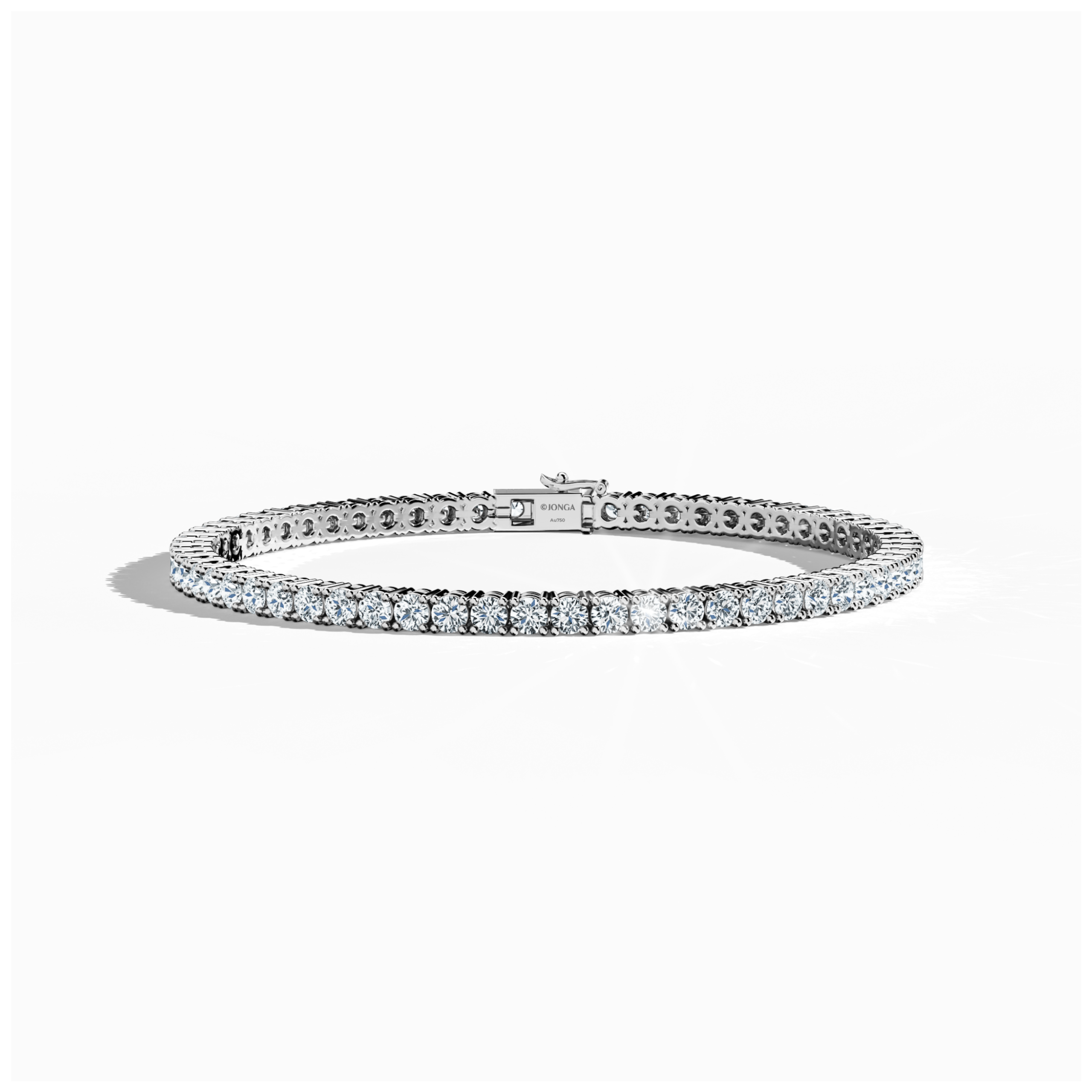 This 7-carat diamond tennis bracelet, also known as a line bracelet, eternity bracelet, river bracelet, or inline bracelet, is displayed in platinum. Viewed from a sleeping front top angle, its round brilliant diamonds are prong-set to maximize radiance. Crafted for timeless appeal, this piece suits both formal events and everyday luxury. Keywords: diamond tennis bracelet, line bracelet.