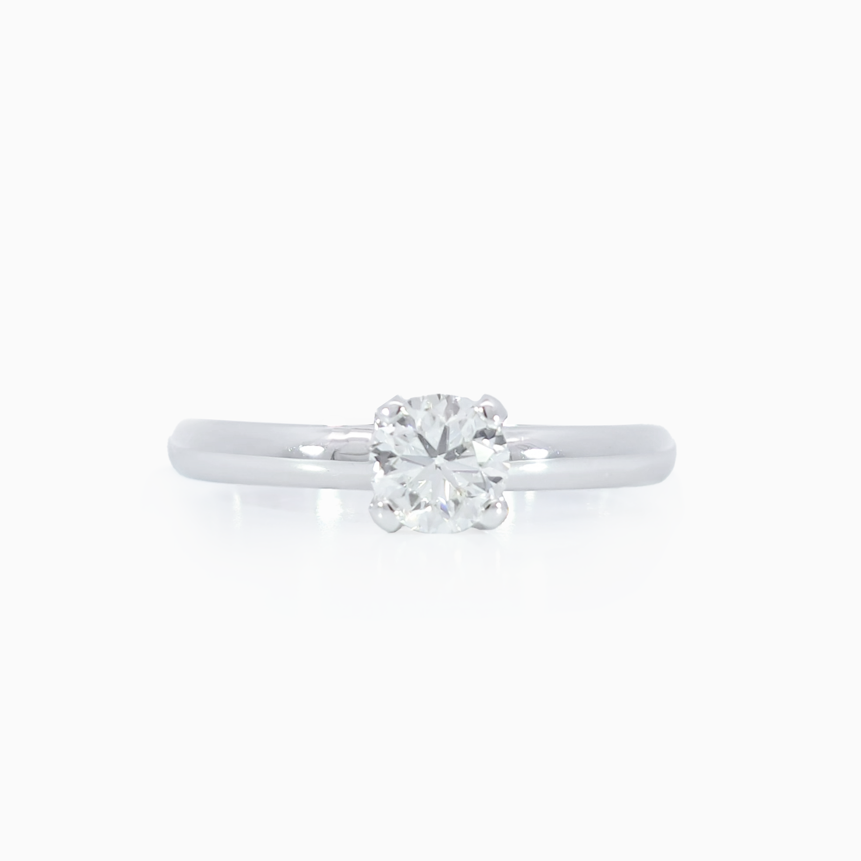 Classic Solitaire Ring 0.50 carat natural diamond F color SI1 clarity 18K white gold handcrafted in Dubai