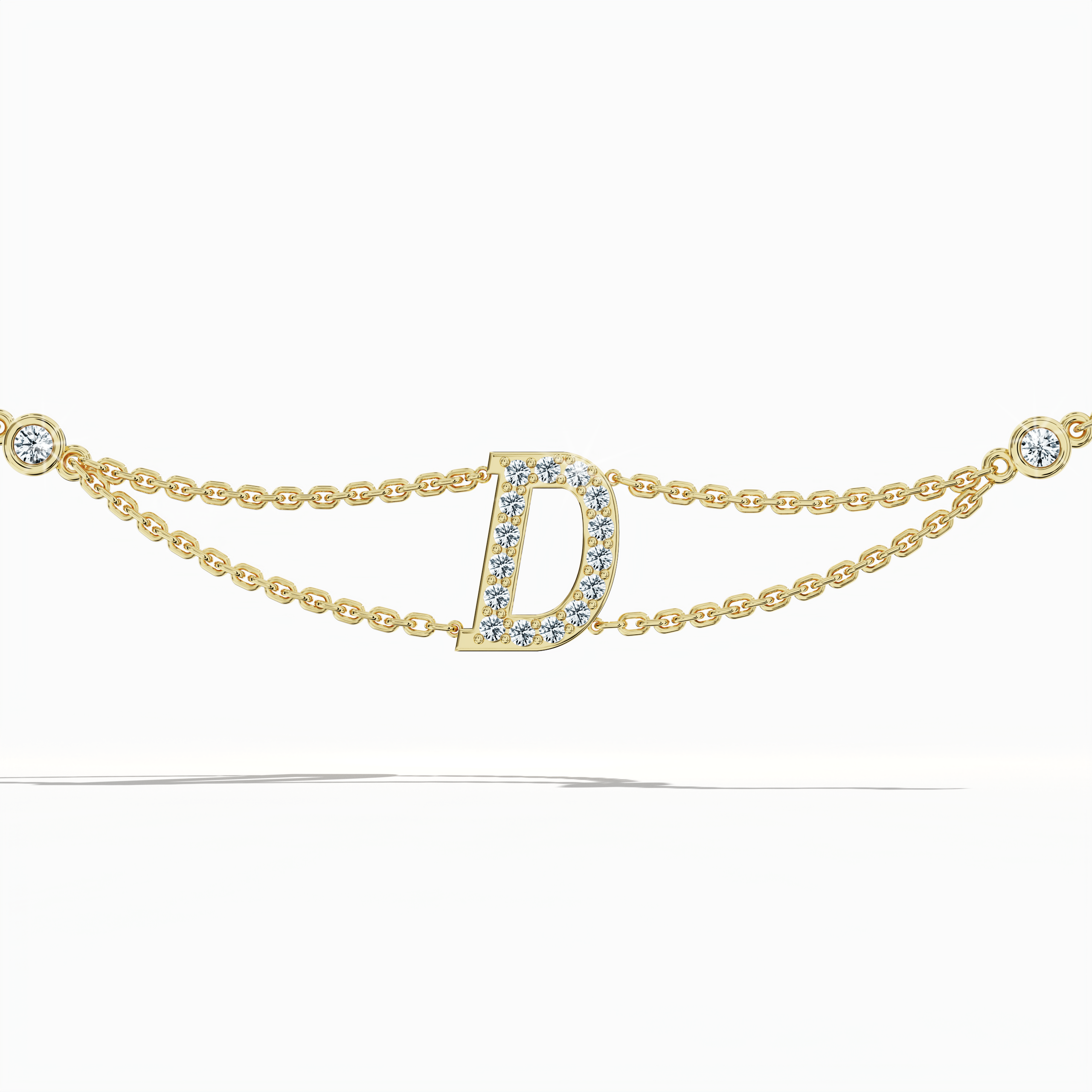 Initial Diamond Letter Bracelet (A-Z) in 18K Gold