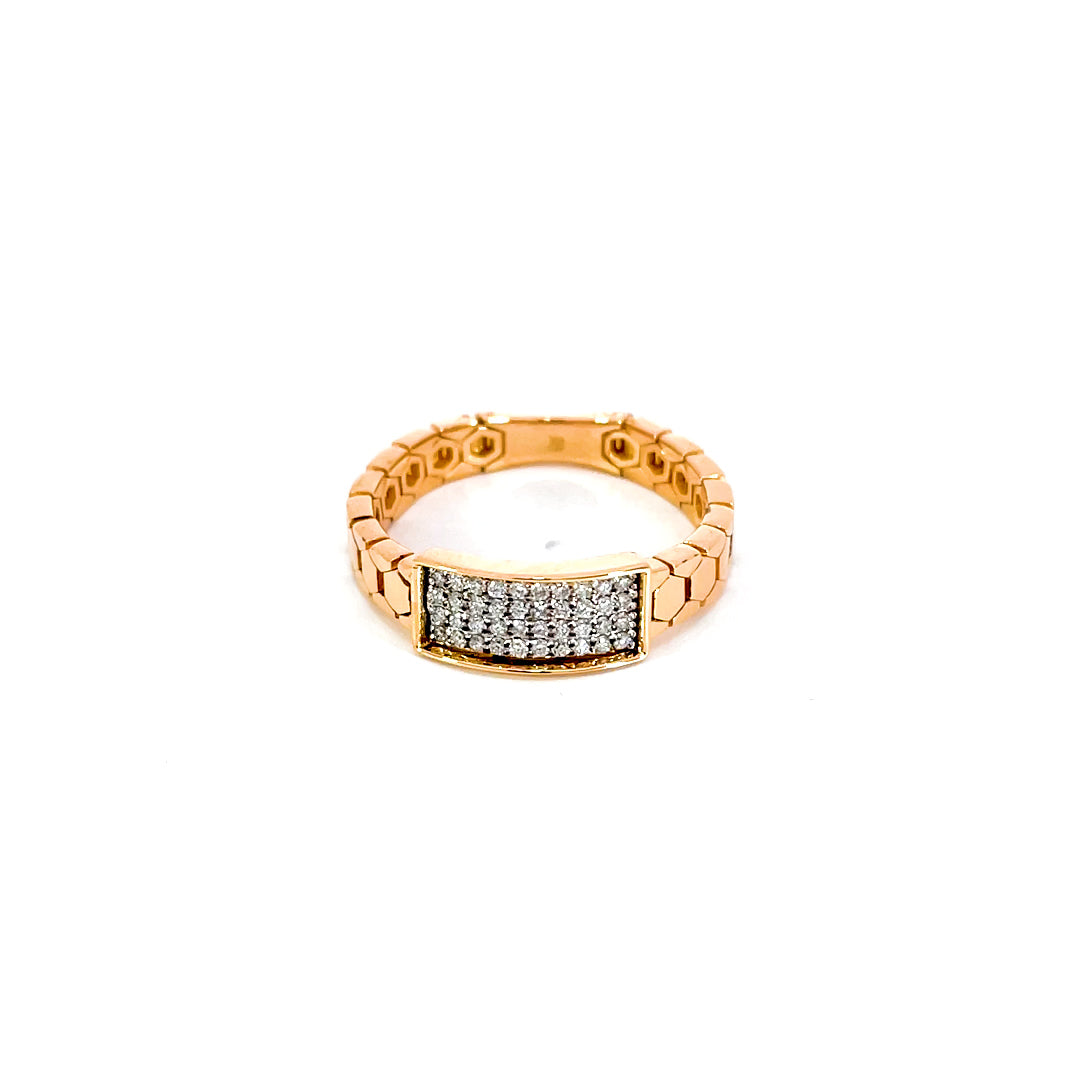 Mens Ring close-up displaying 0.24 carat diamonds in bracelet-inspired band design rose gold finish