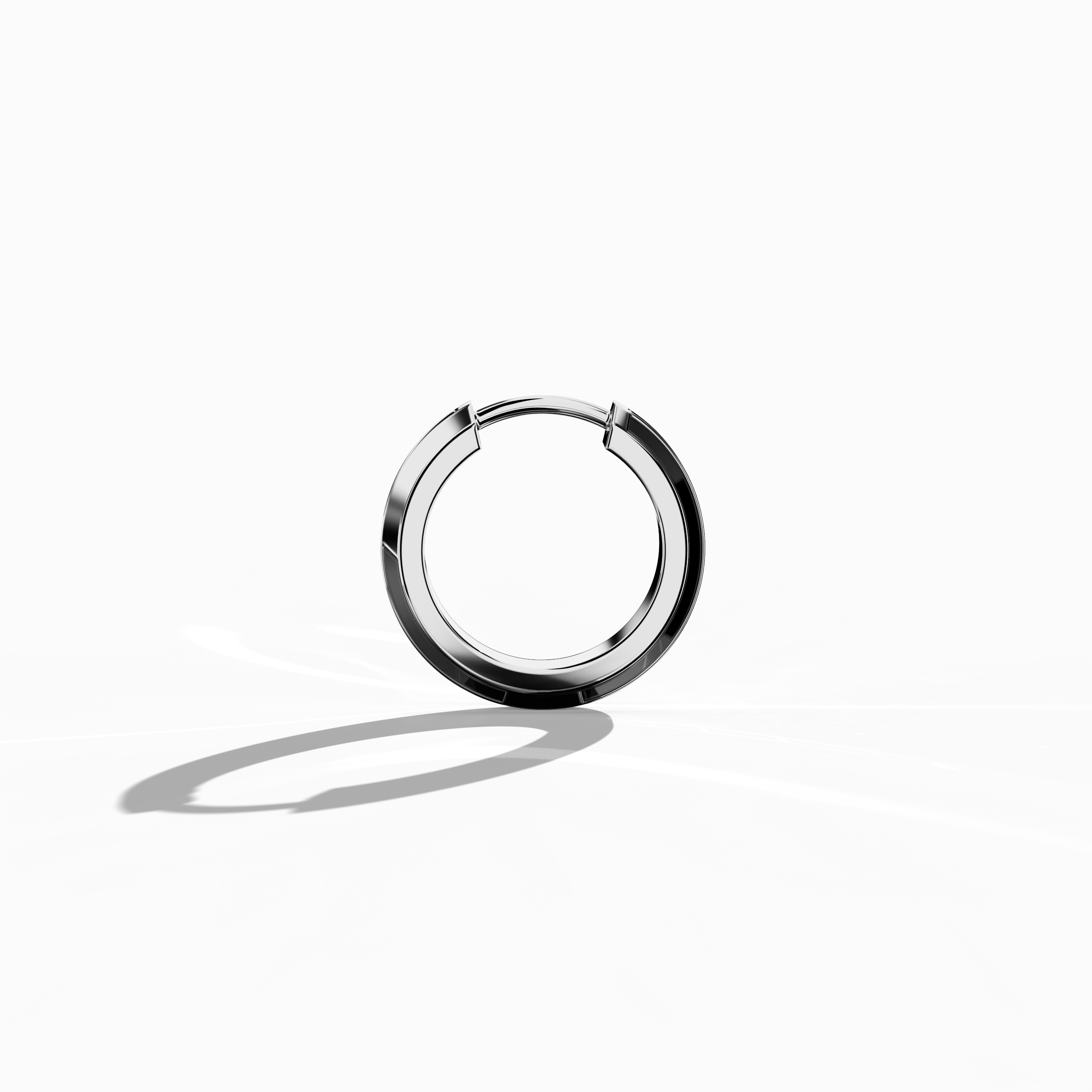 Side view of Exquisite black enamel pavé stud earring in white gold – a refined piece of fine jewelry/fine jewellery and a chic ear accessory featuring a sleek, densely diamond-pavé setting on a bold black enamel face, ideal for everyday elegance