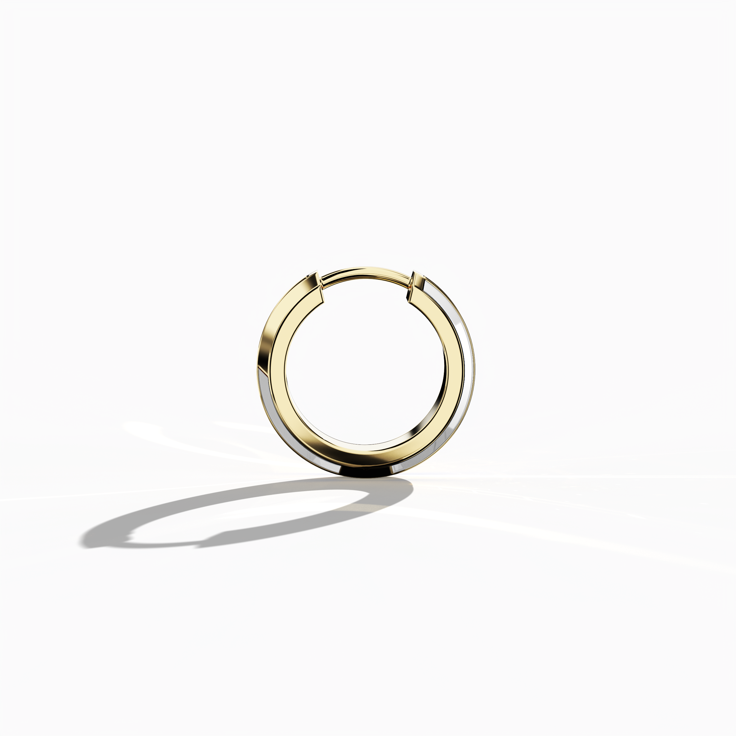 Side view of Luminous white enamel pavé stud earring in yellow gold – a modern piece of fine jewelry/fine jewellery and a graceful ear accessory that blends a soft white enamel surface with exquisite pavé diamond detailing on a gleaming yellow gold base for refined sparkle.