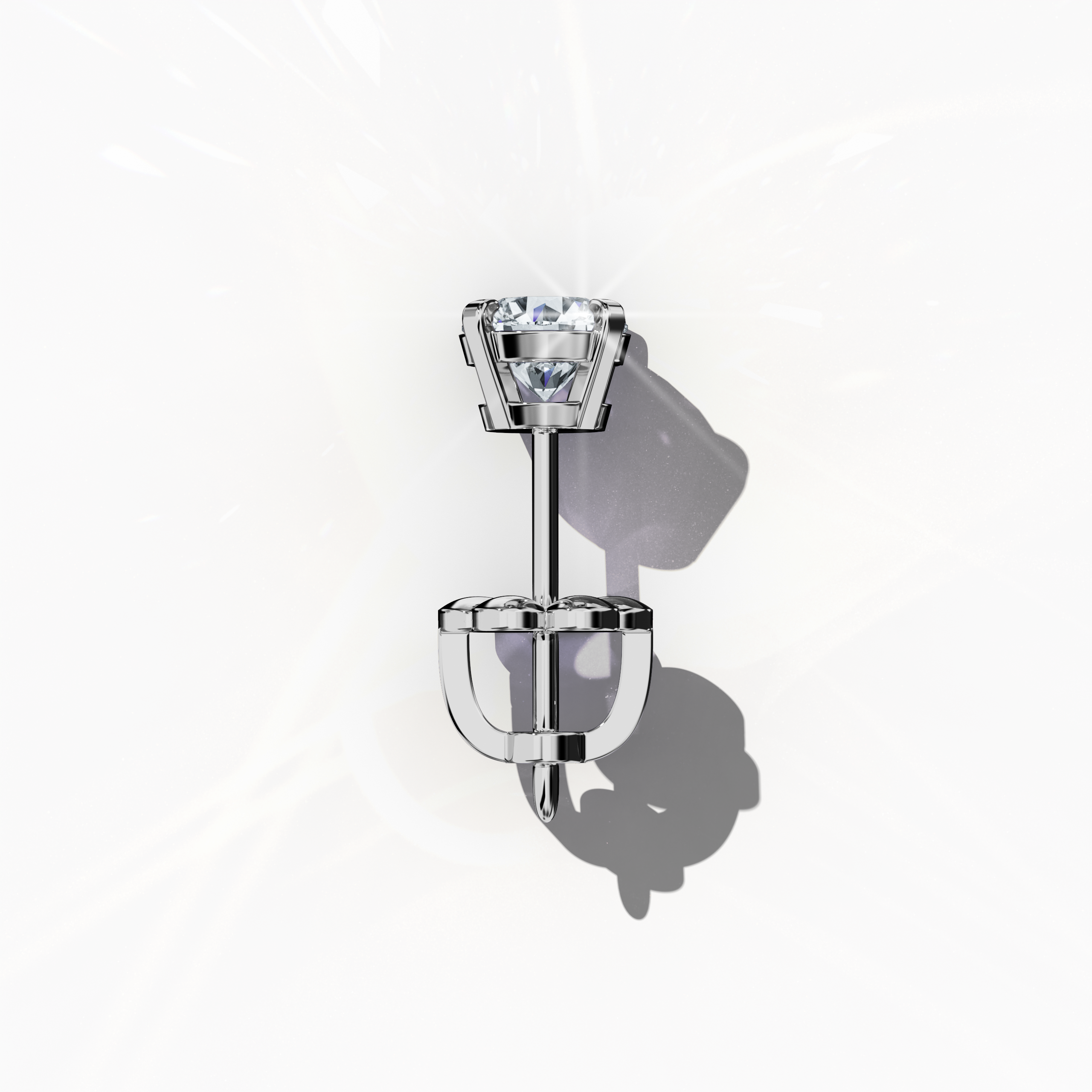 Top view of 1 Ct Natural Diamond Earrings in 18K White Gold - Classic Basket & Nail Prong Setting