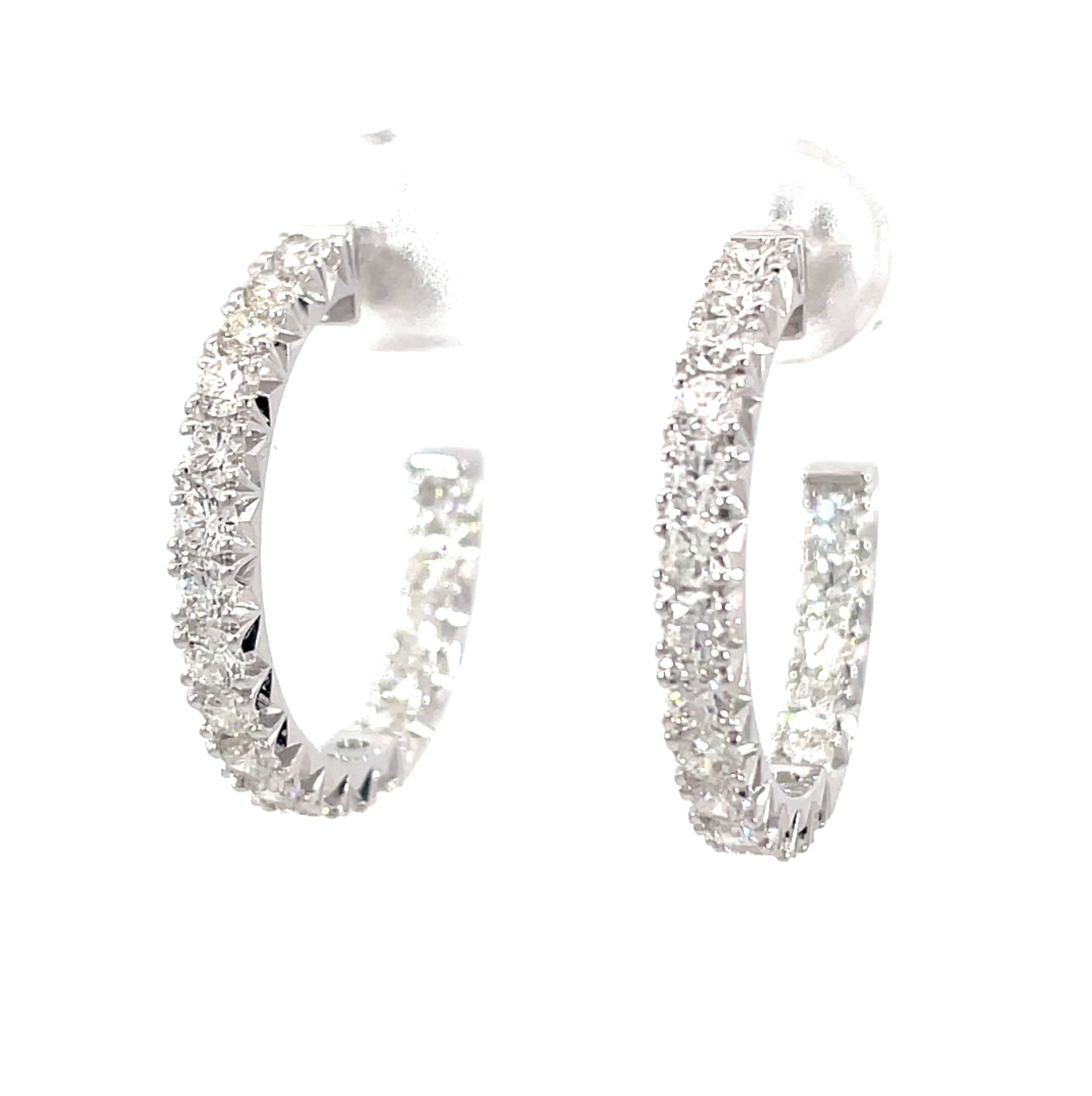 Round Eternity Hoops - Fishtail Setting