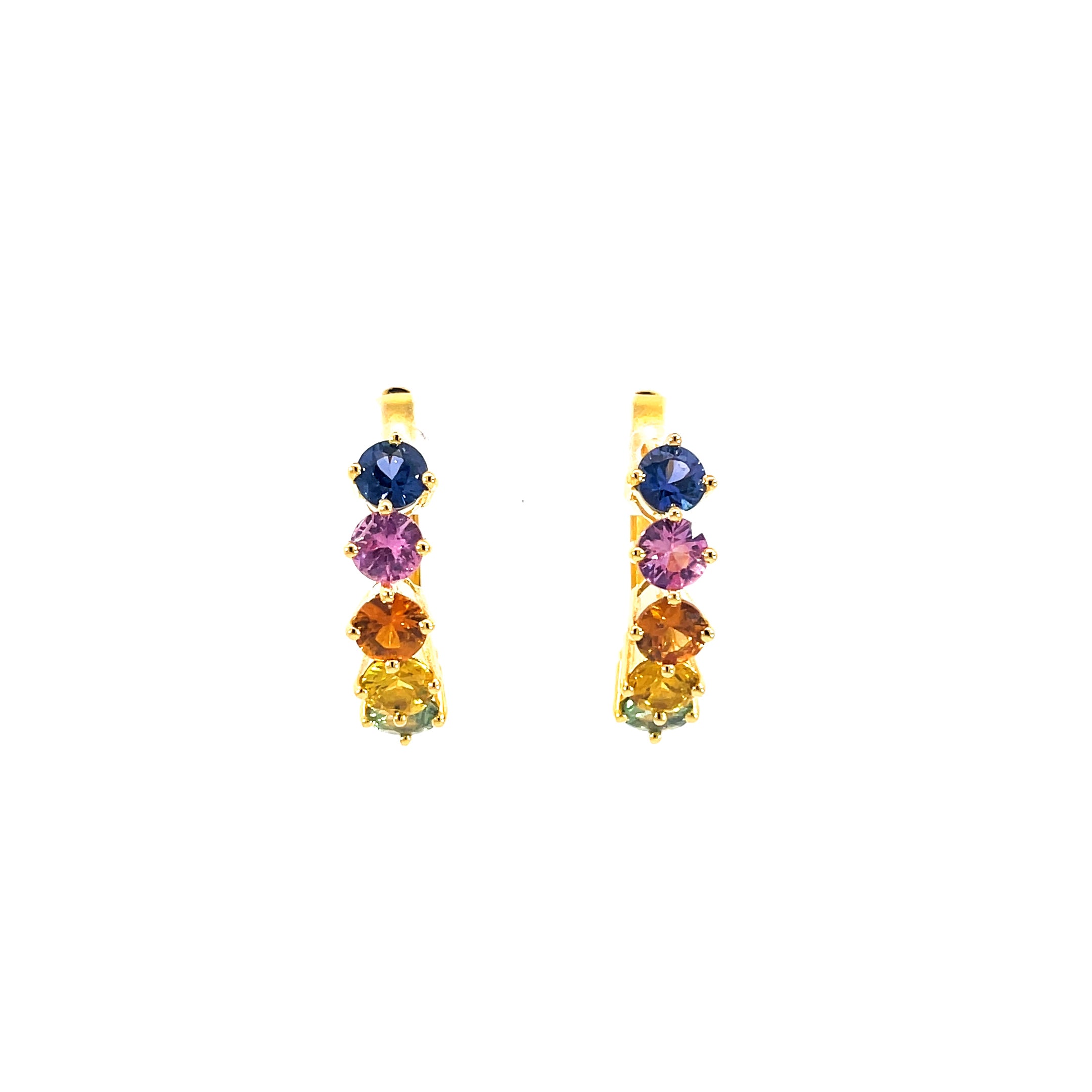 Multiple sapphire earring 4.31 carat multi-color sapphires 18K white gold handcrafted in Dubai