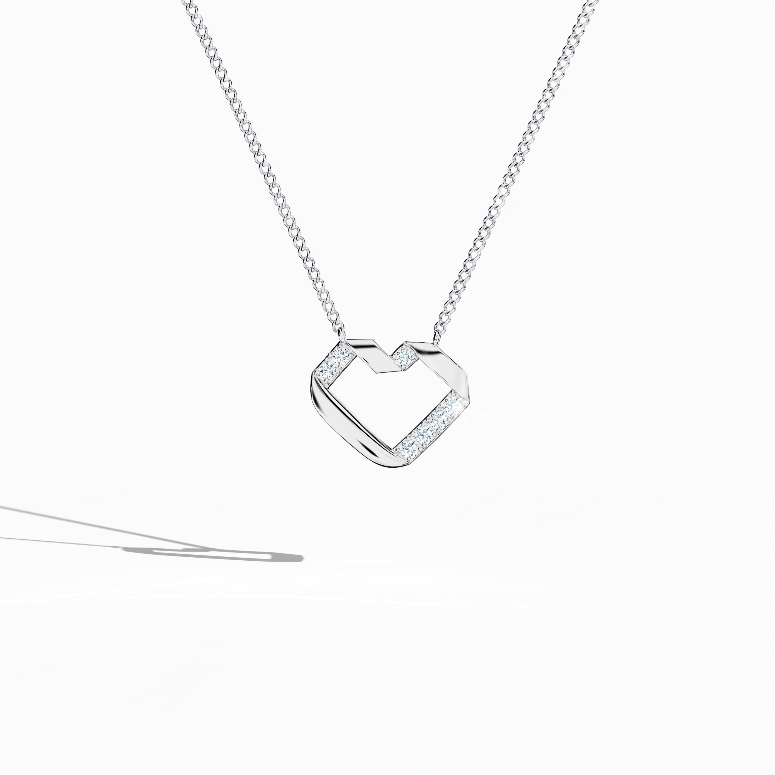 Diamond heart-pendent White Gold