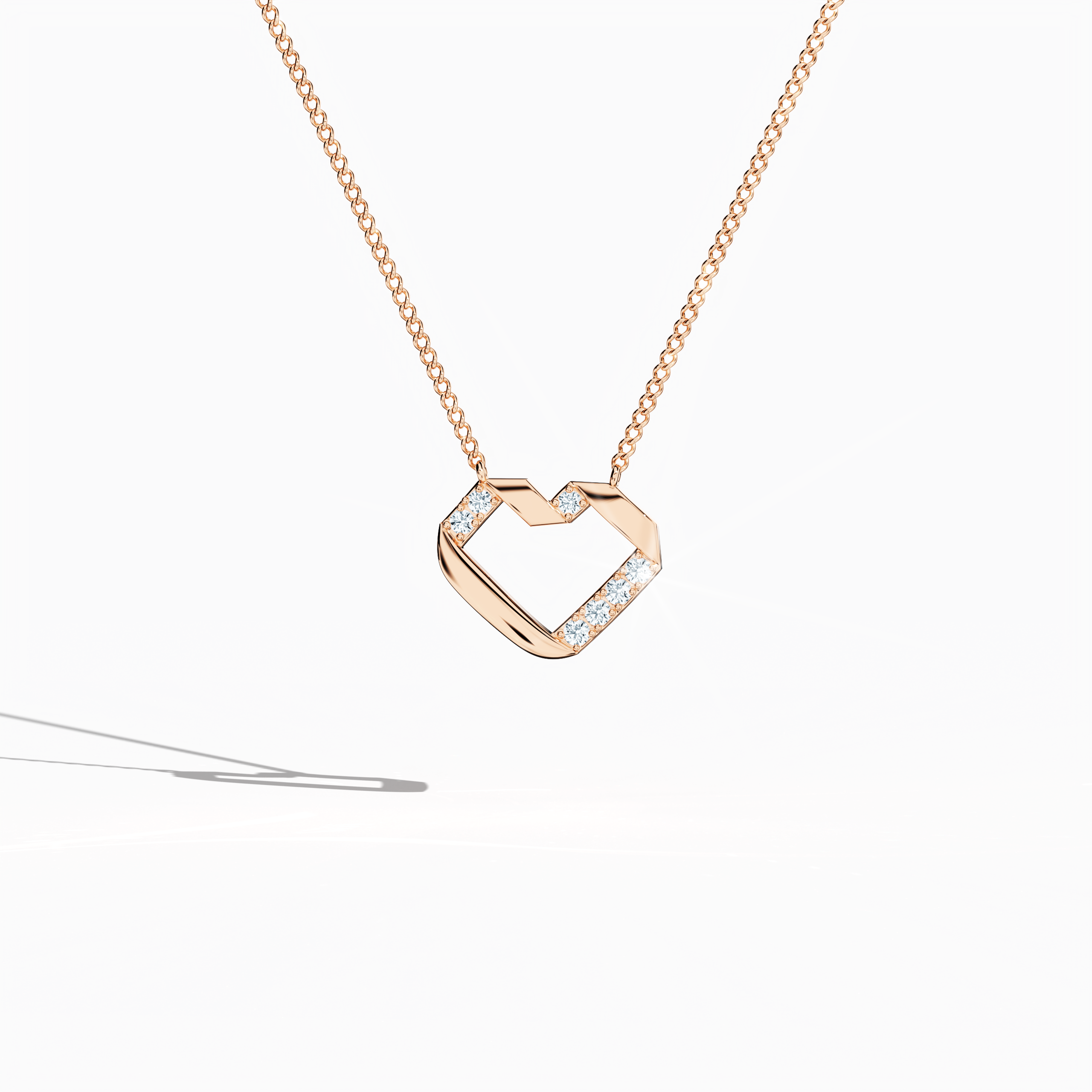 Diamond heart-pendent Rose Gold