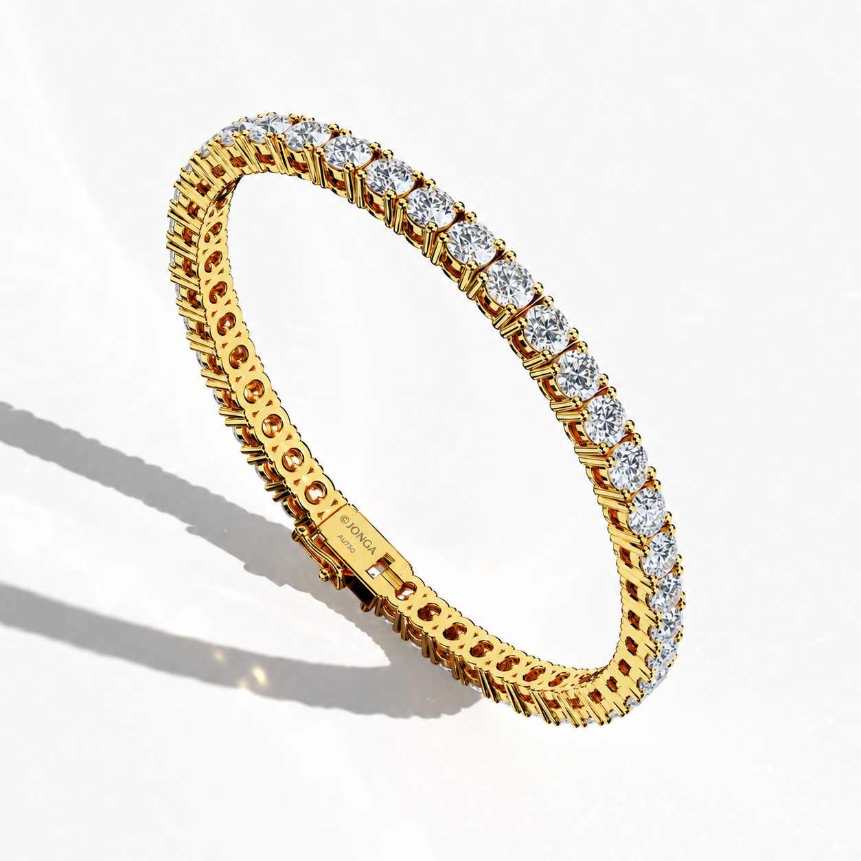 10 Carat Lab-Grown diamond Tennis Bracelet in 18K Yellow Gold