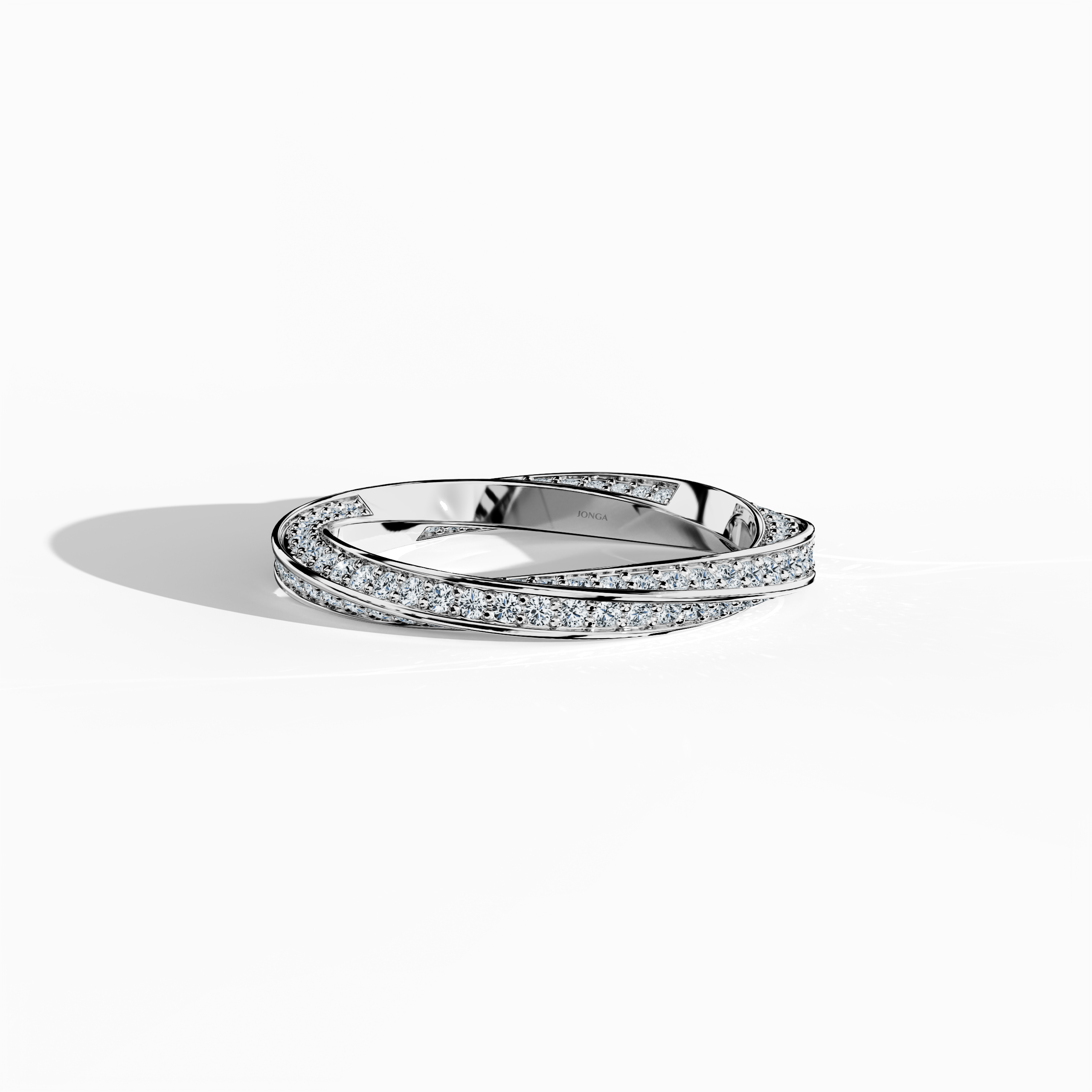 Twisted Band paved in White Gold