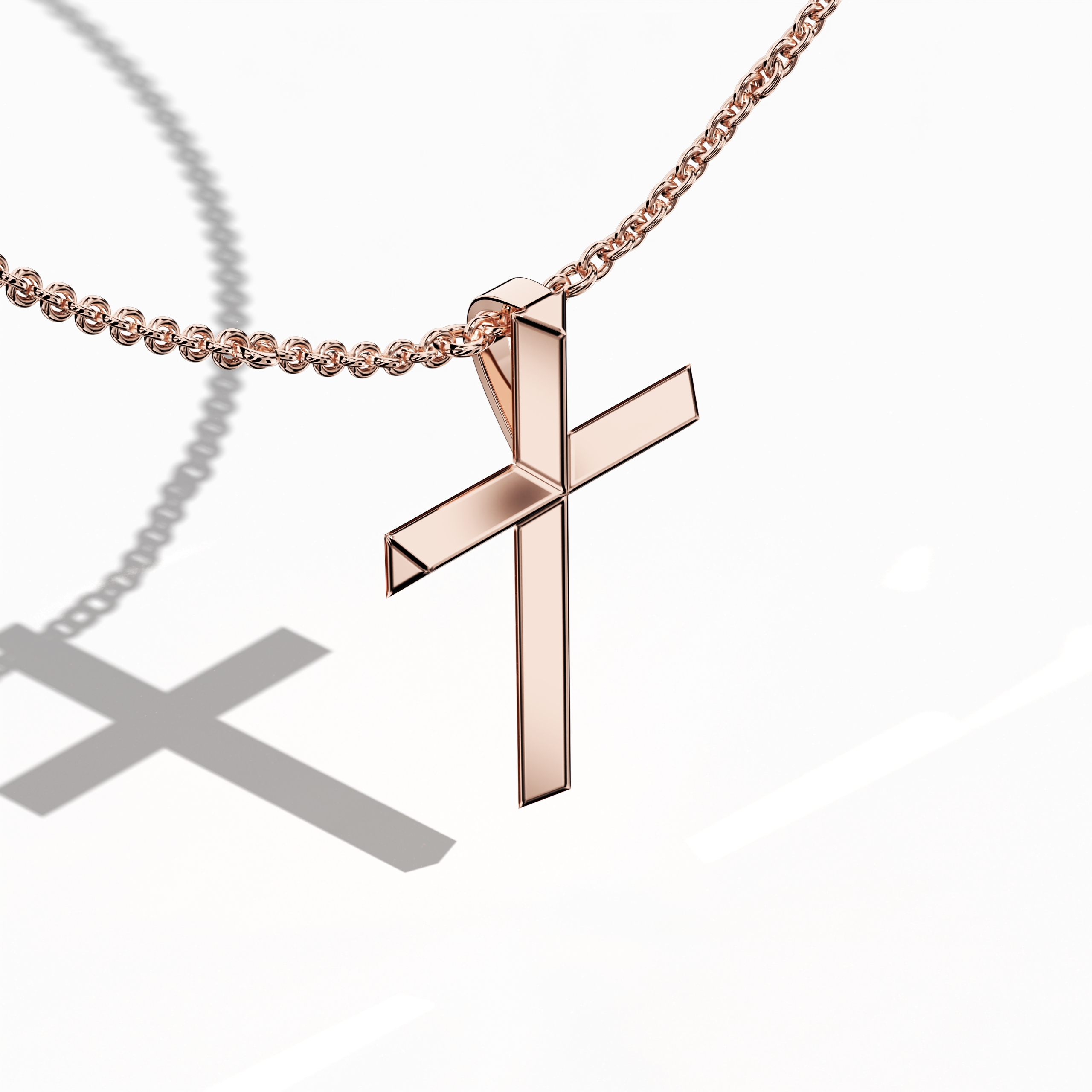 2 step cross pendant in Rose Gold