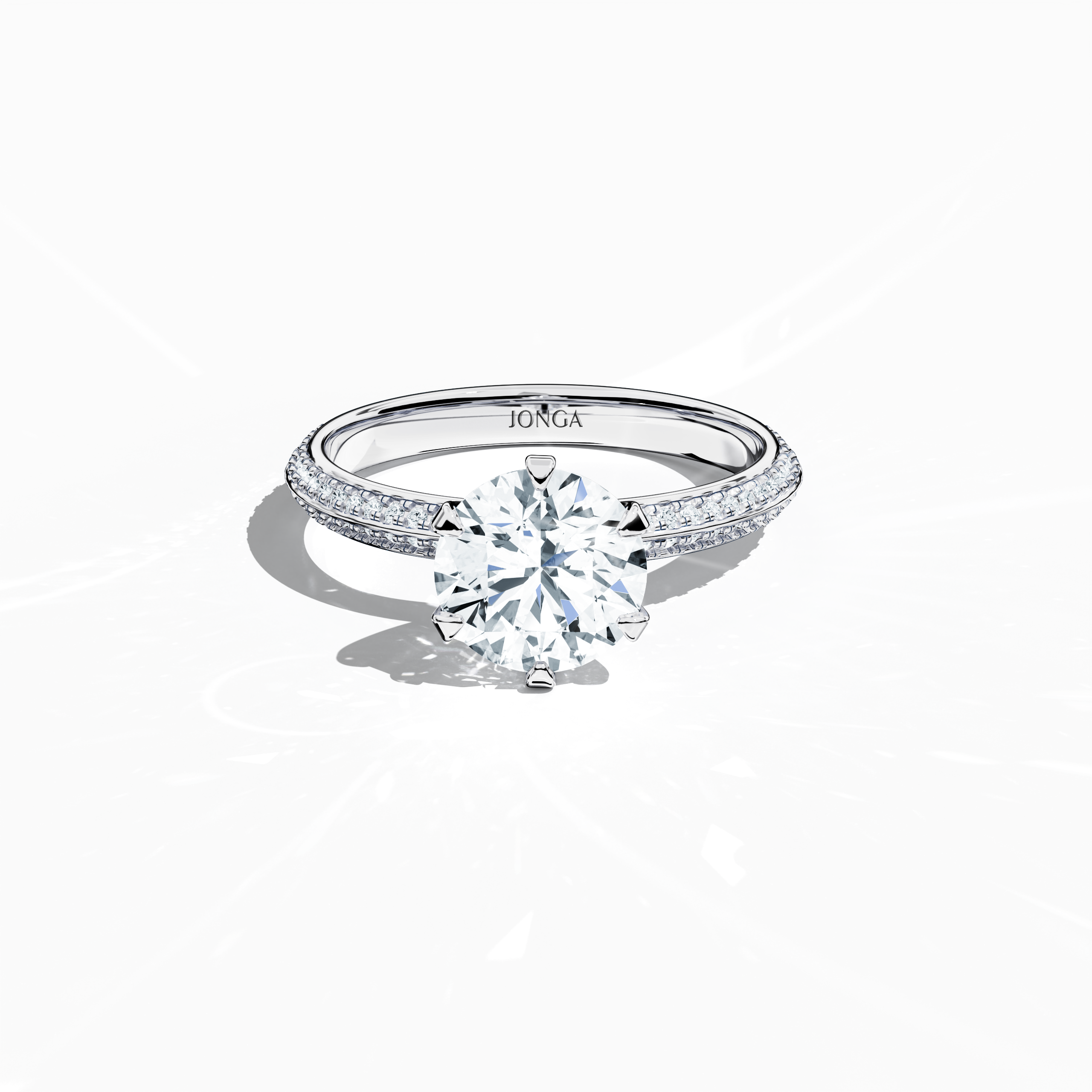 2s Solitaire ring paved-2.00ct White Gold