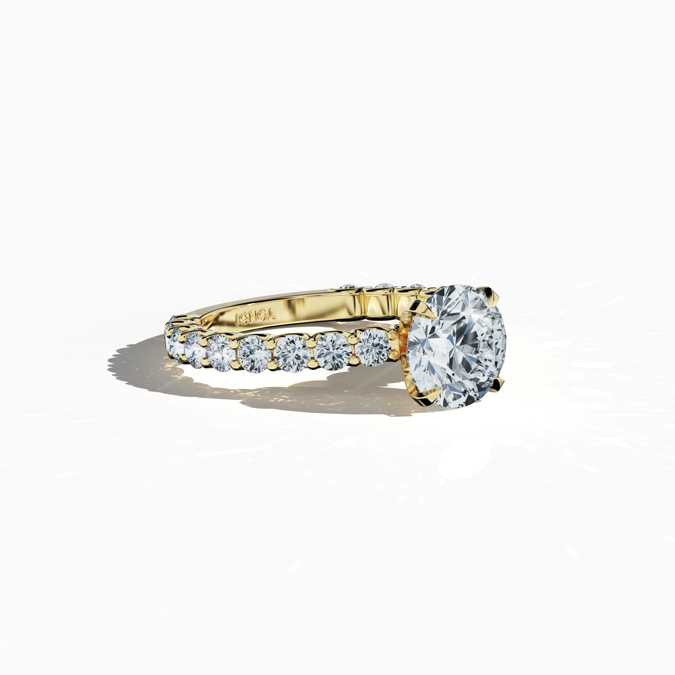 Solitaire Eternity Ring 2 ct in Yellow Gold