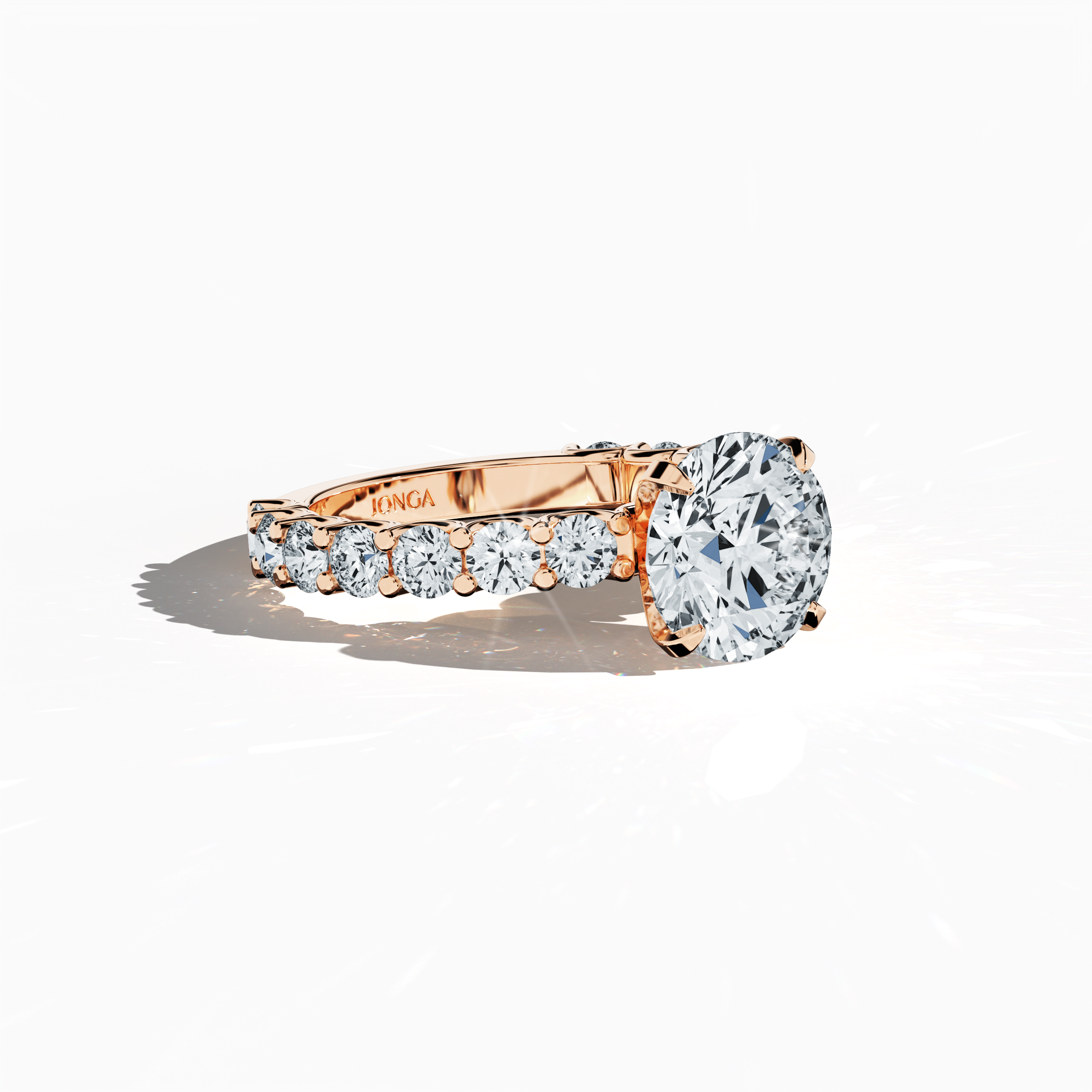 Solitaire eternity ring with 3 ct center in Rose gold