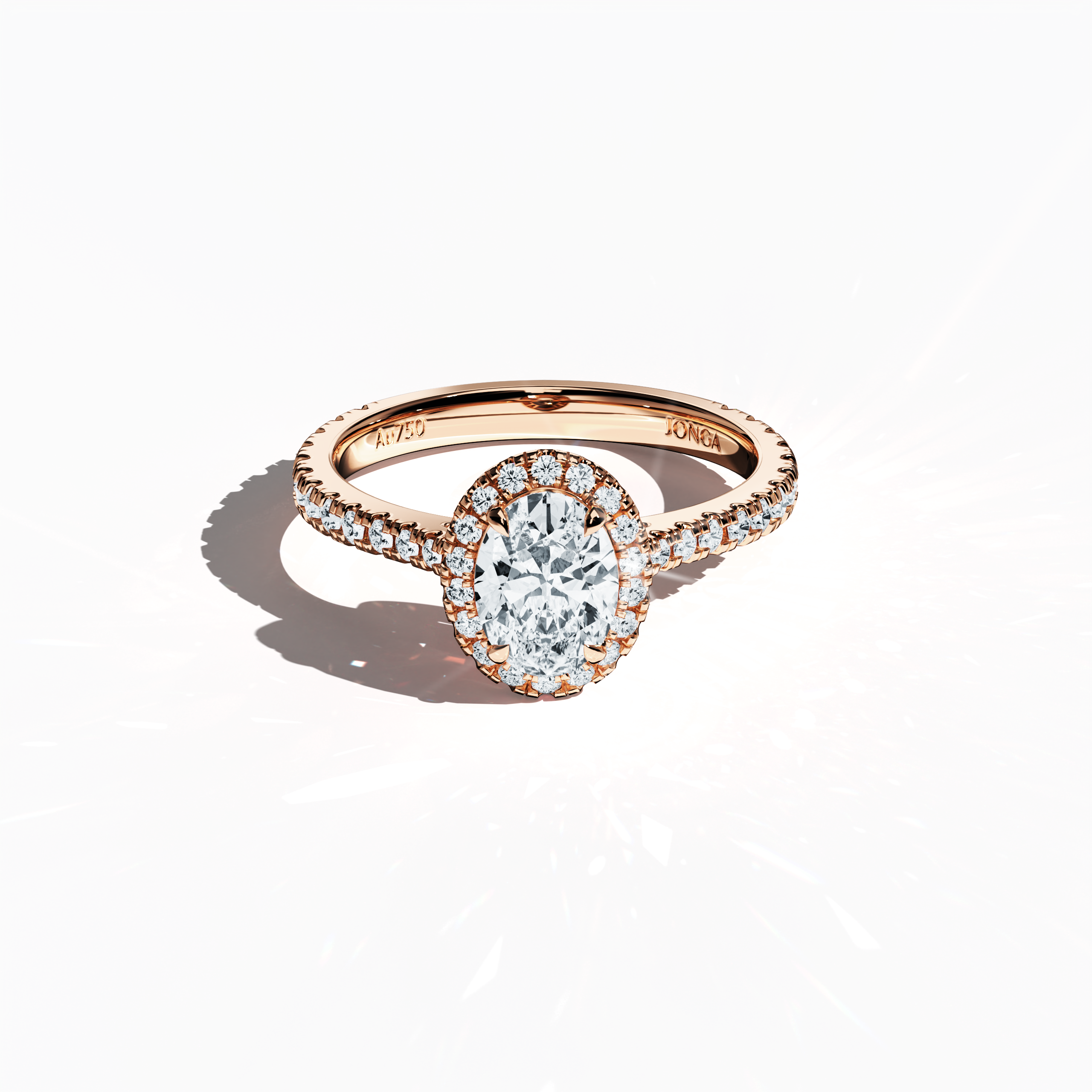 Halo Oval Ring In Rose Gold