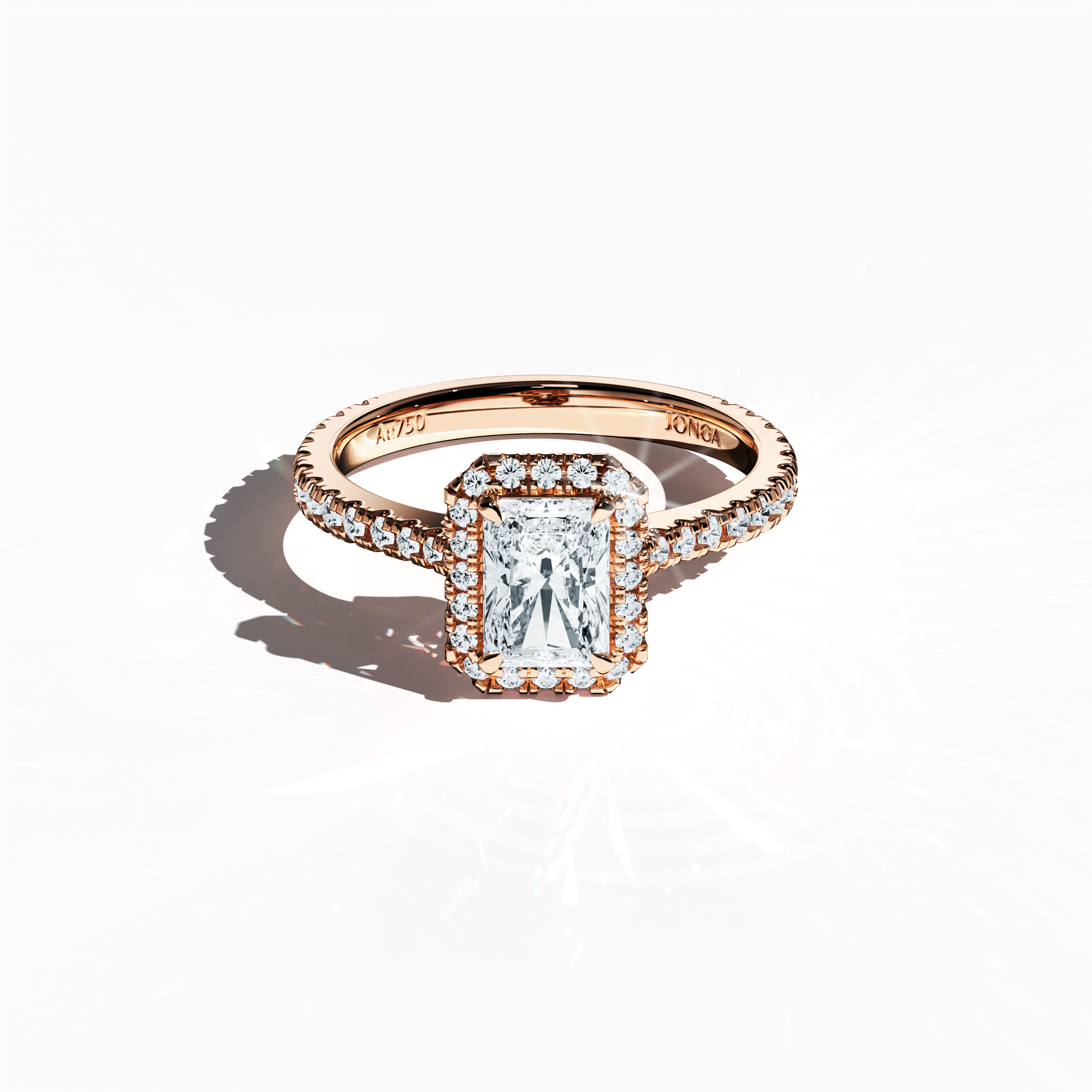 Halo Radiant Ring In Rose Gold