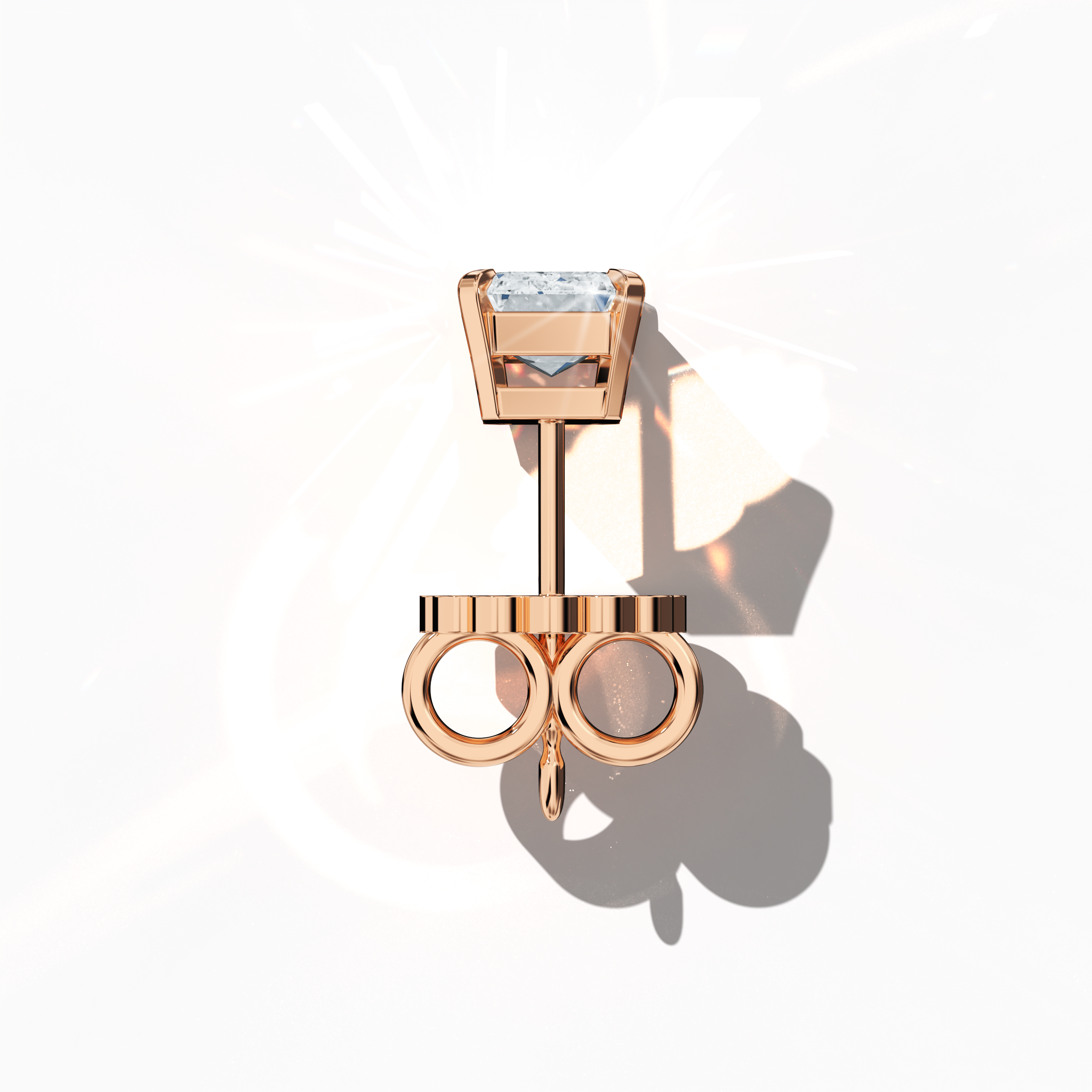 Classic 1ct Emerald Earring in Rose Gold