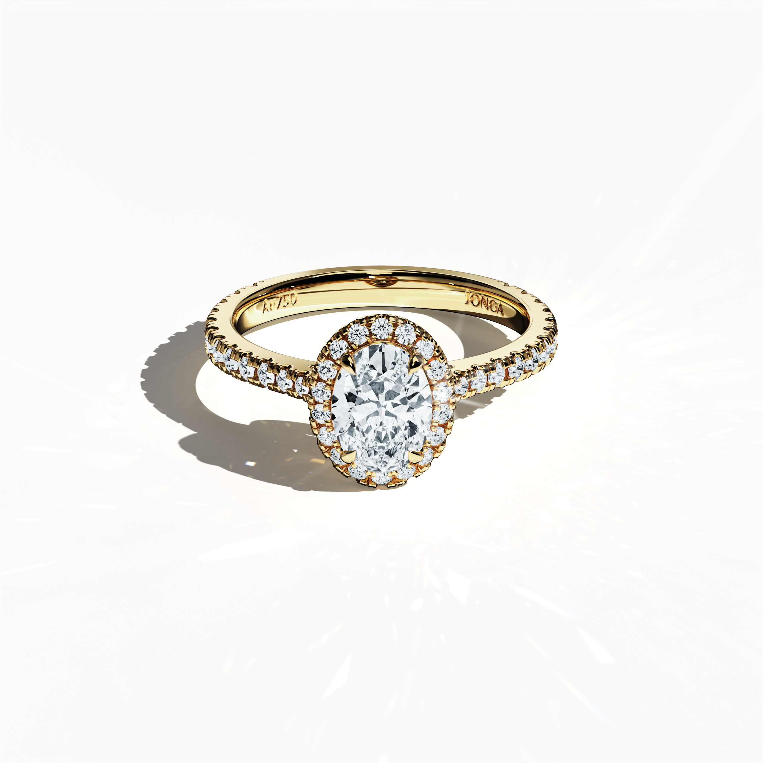 Halo Oval Ring In Yellow Gold