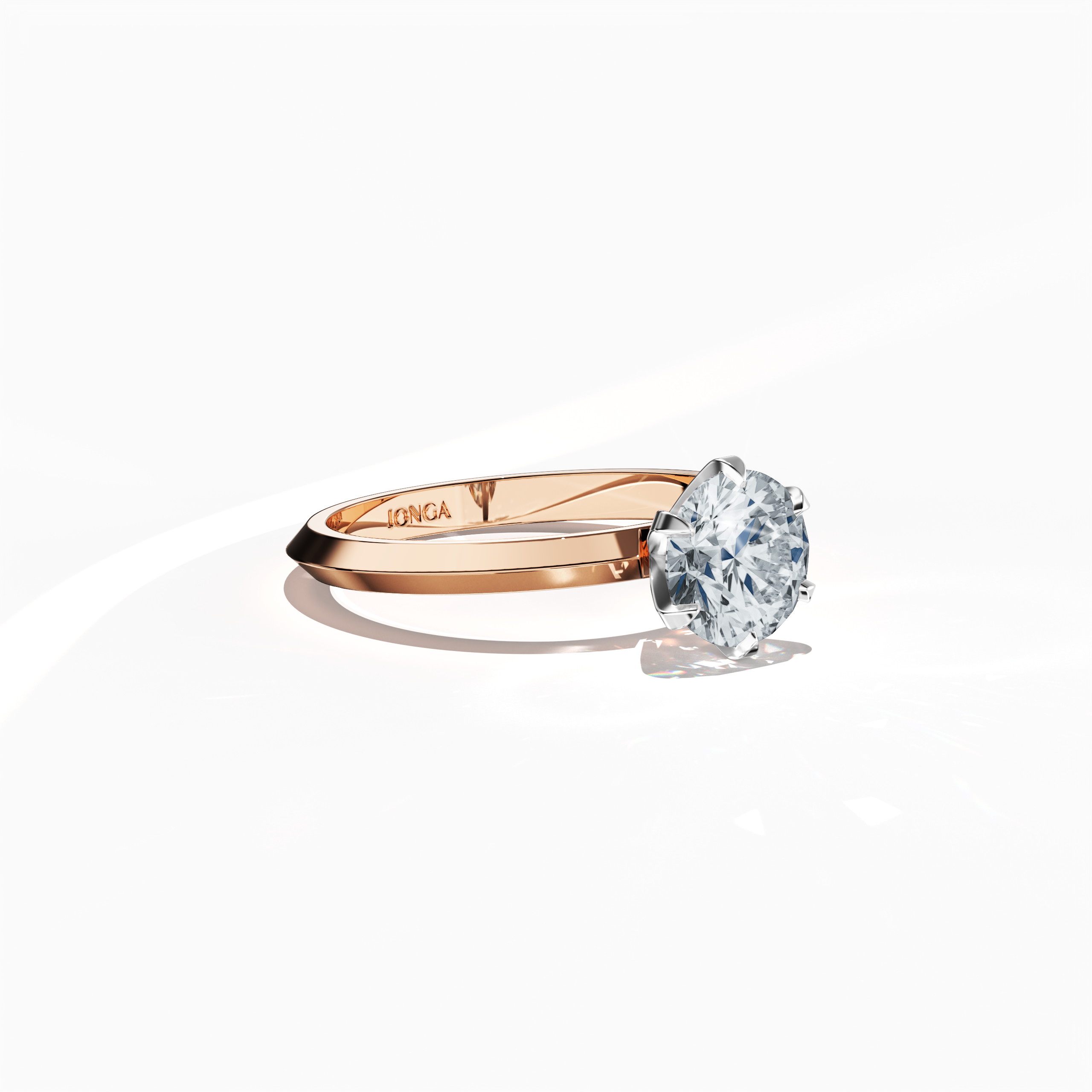 2 step Solitaire Ring 1 ct in rose gold