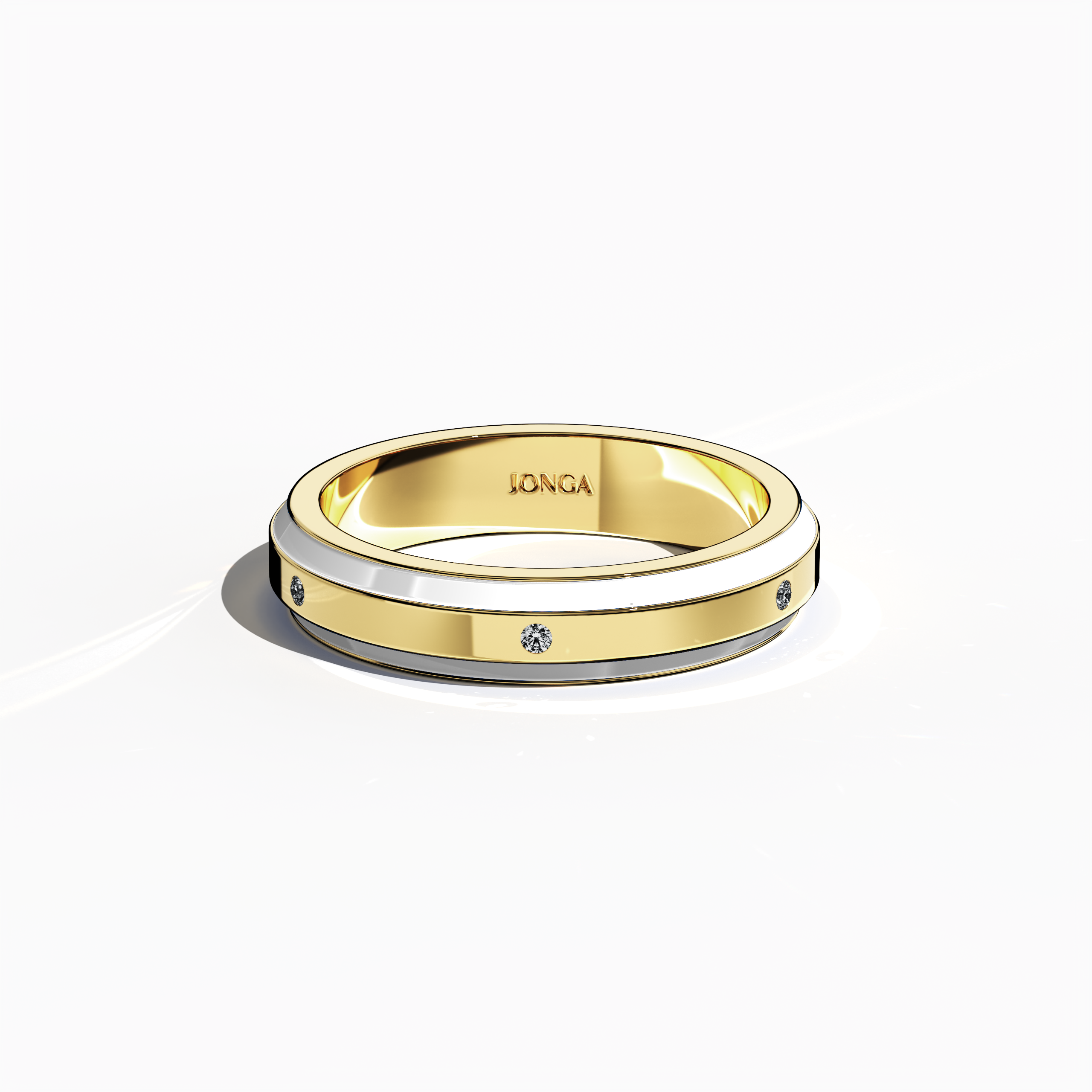 White Enamel 6 diamond ring in Yellow Gold for Her