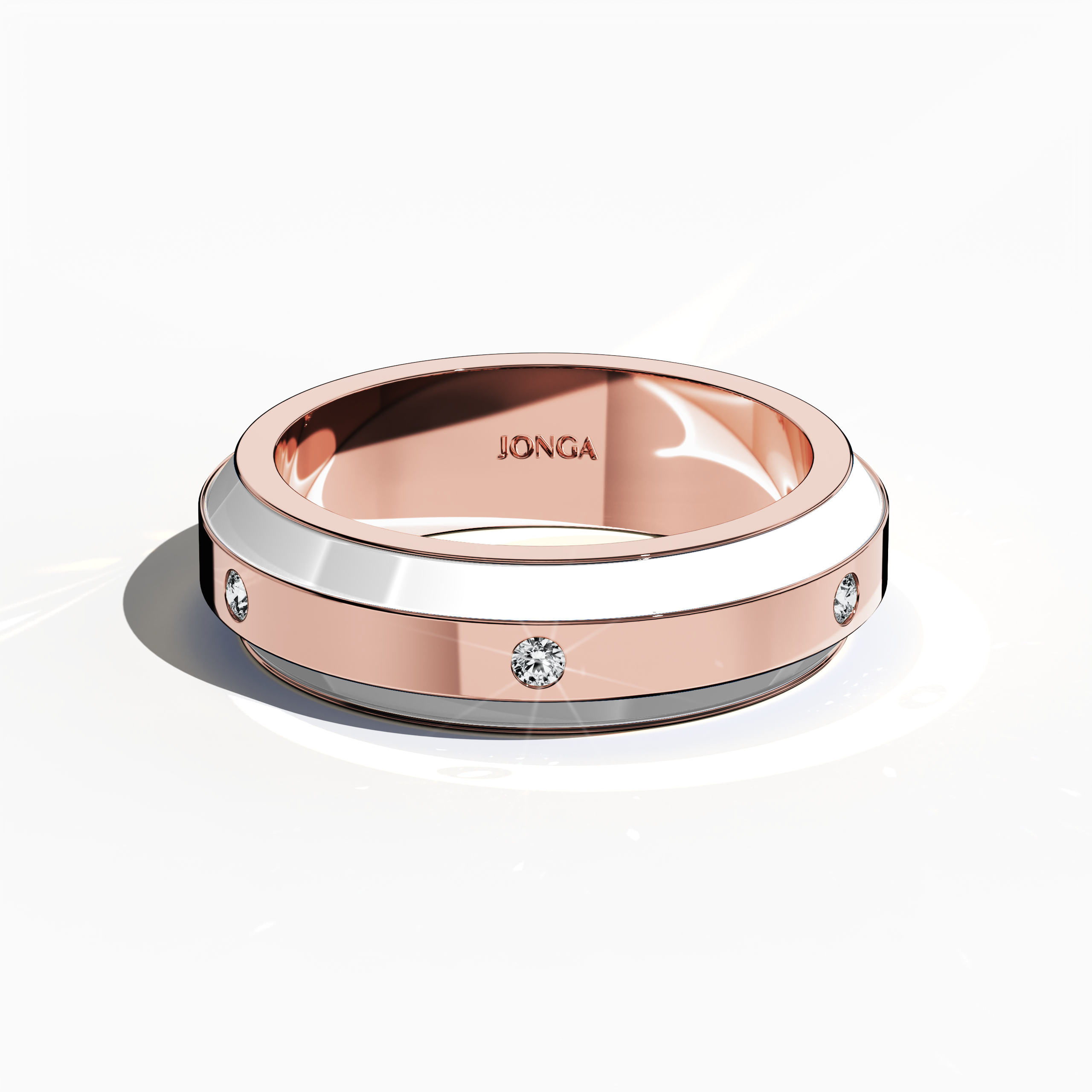 White Enamel with 6 diamonds in Rose Gold