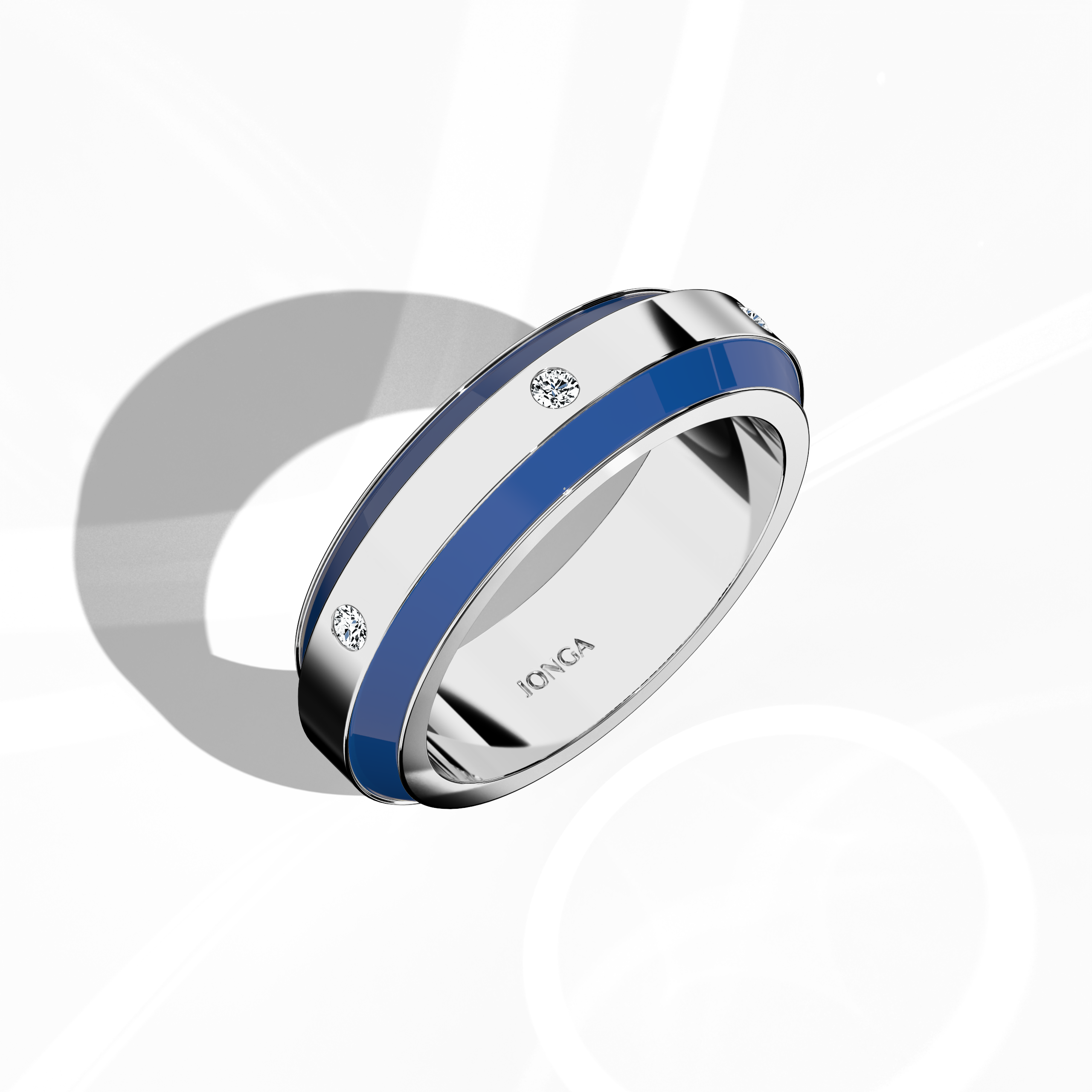 Jonga Blue Enamel with 6 diamonds in White Gold