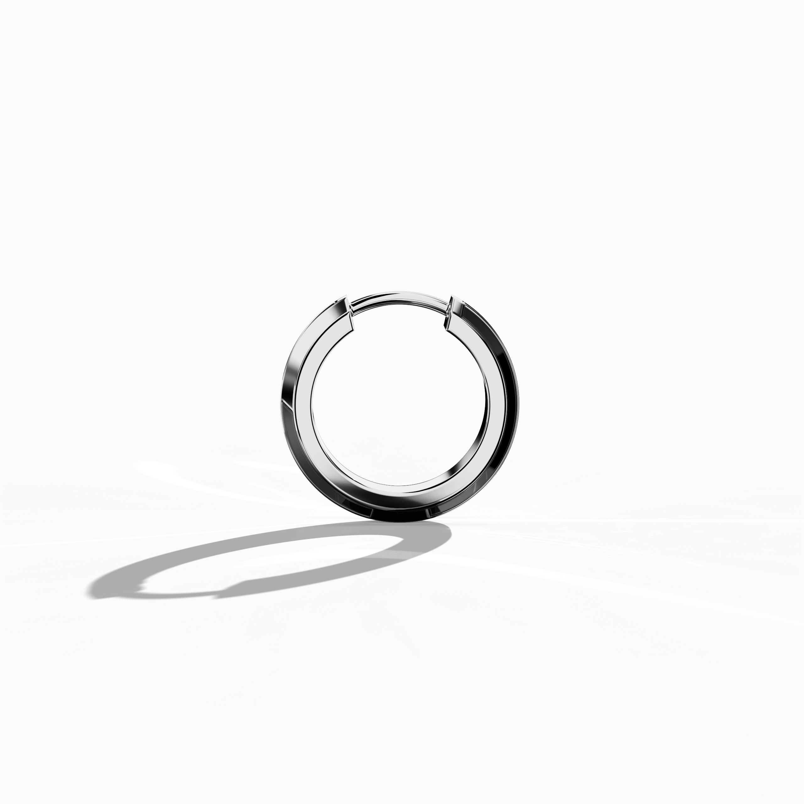 Black Enamel Paved Stud in White Gold