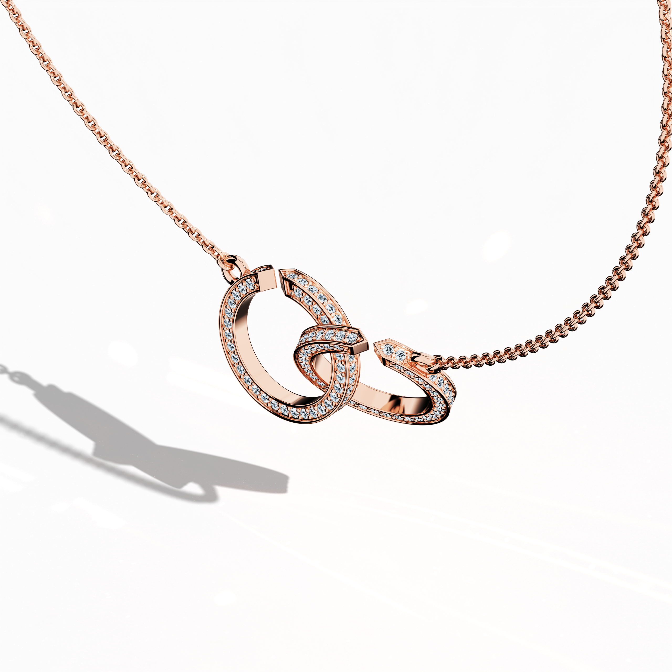 Inter Lock Diamond Pendant in Rose Gold