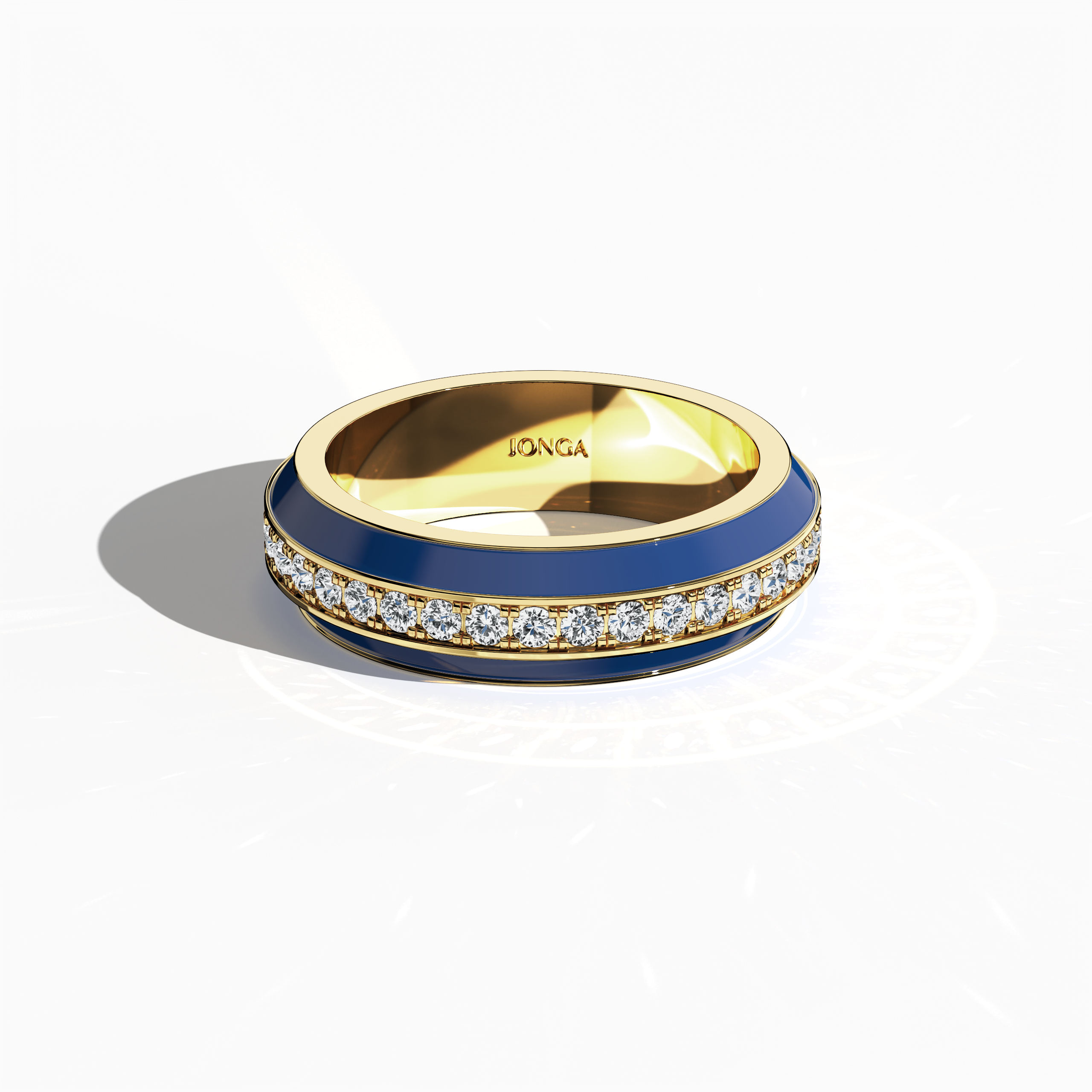 Jonga Blue Enamel Paved in Yellow Gold