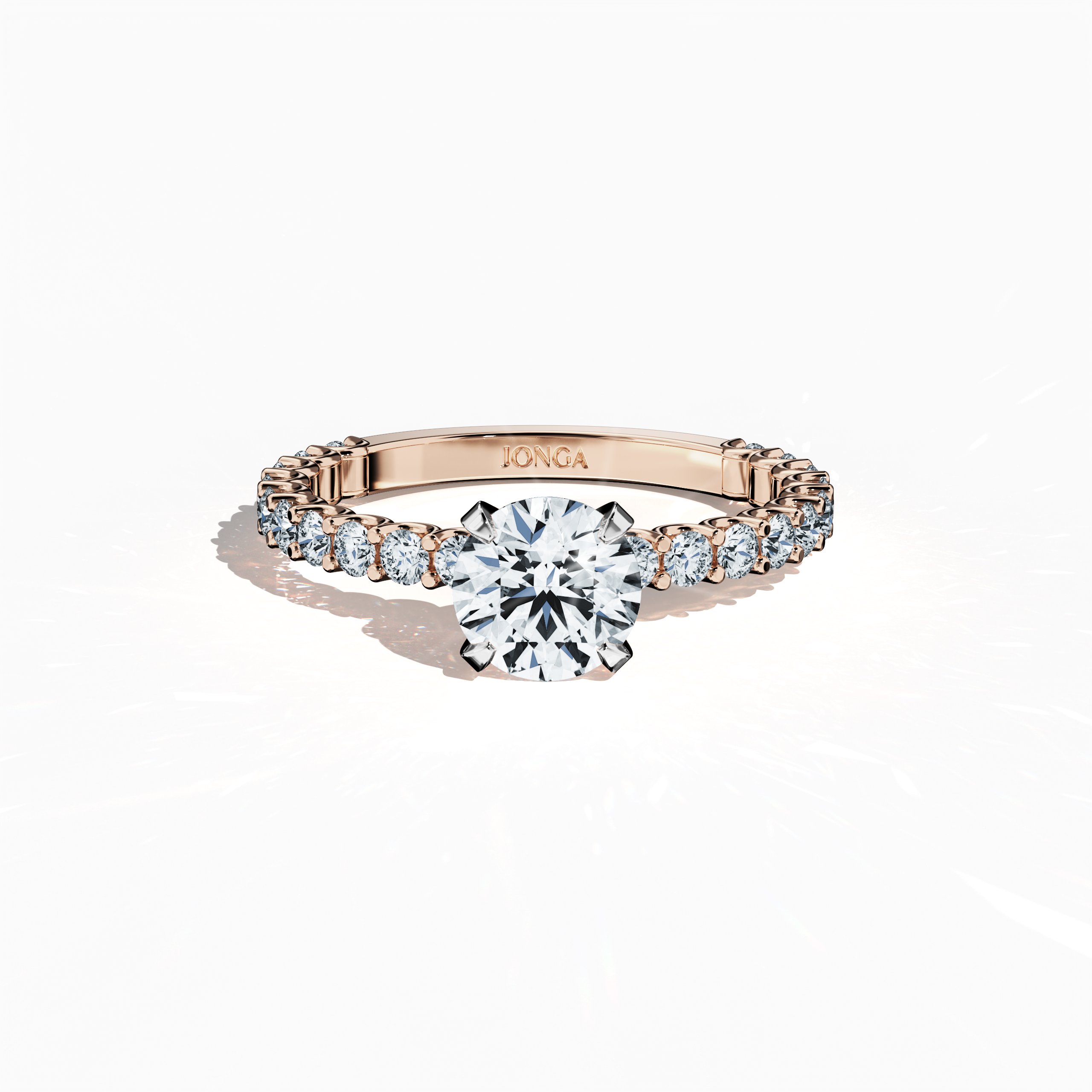 Solitaire Eternity Ring with 1 ct center in Rose Gold