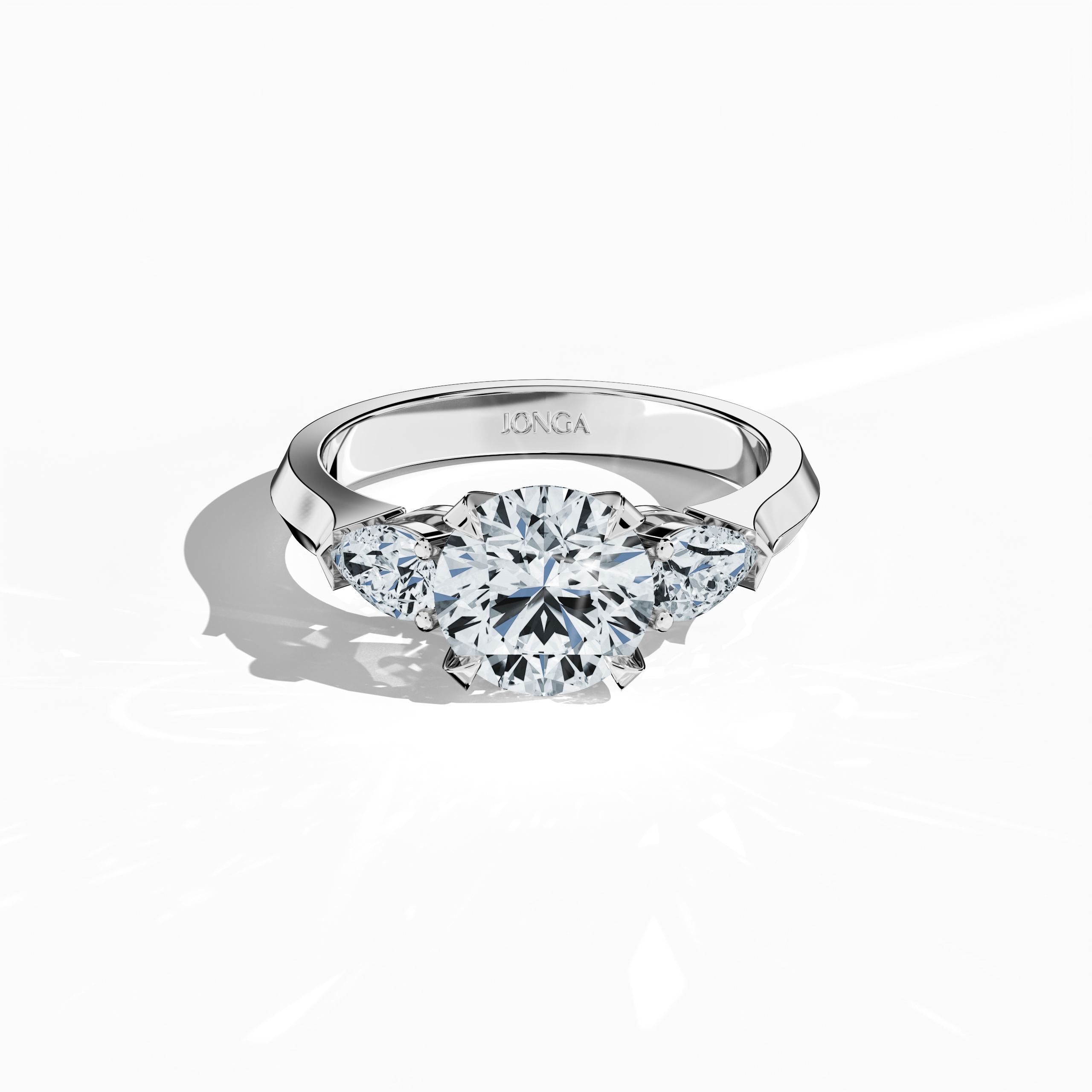 Round 2 ct Trio Ring White Gold