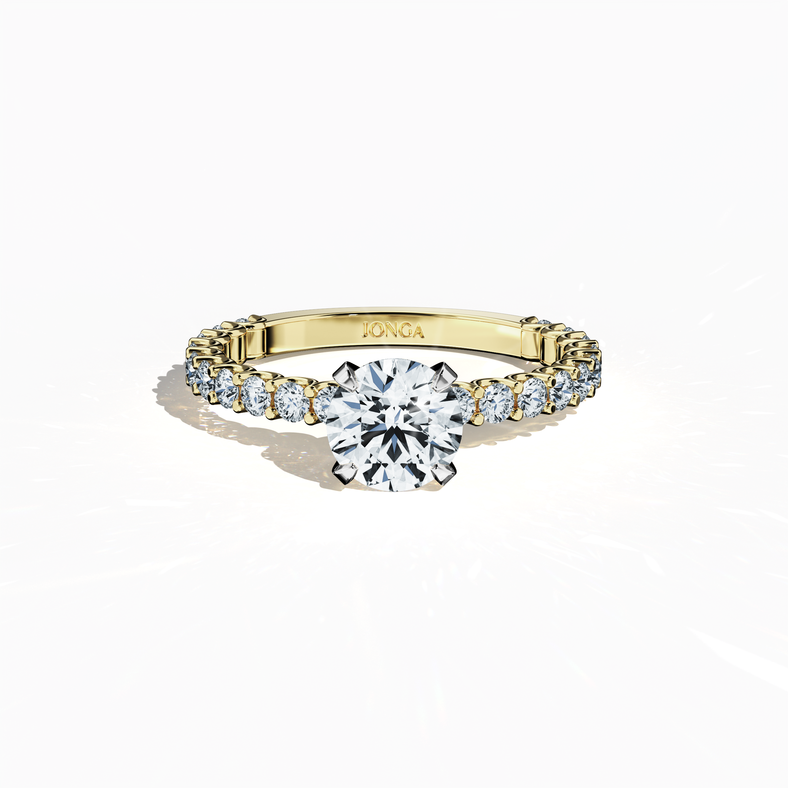 Solitaire Eternity Ring with 1 ct center in Yellow Gold