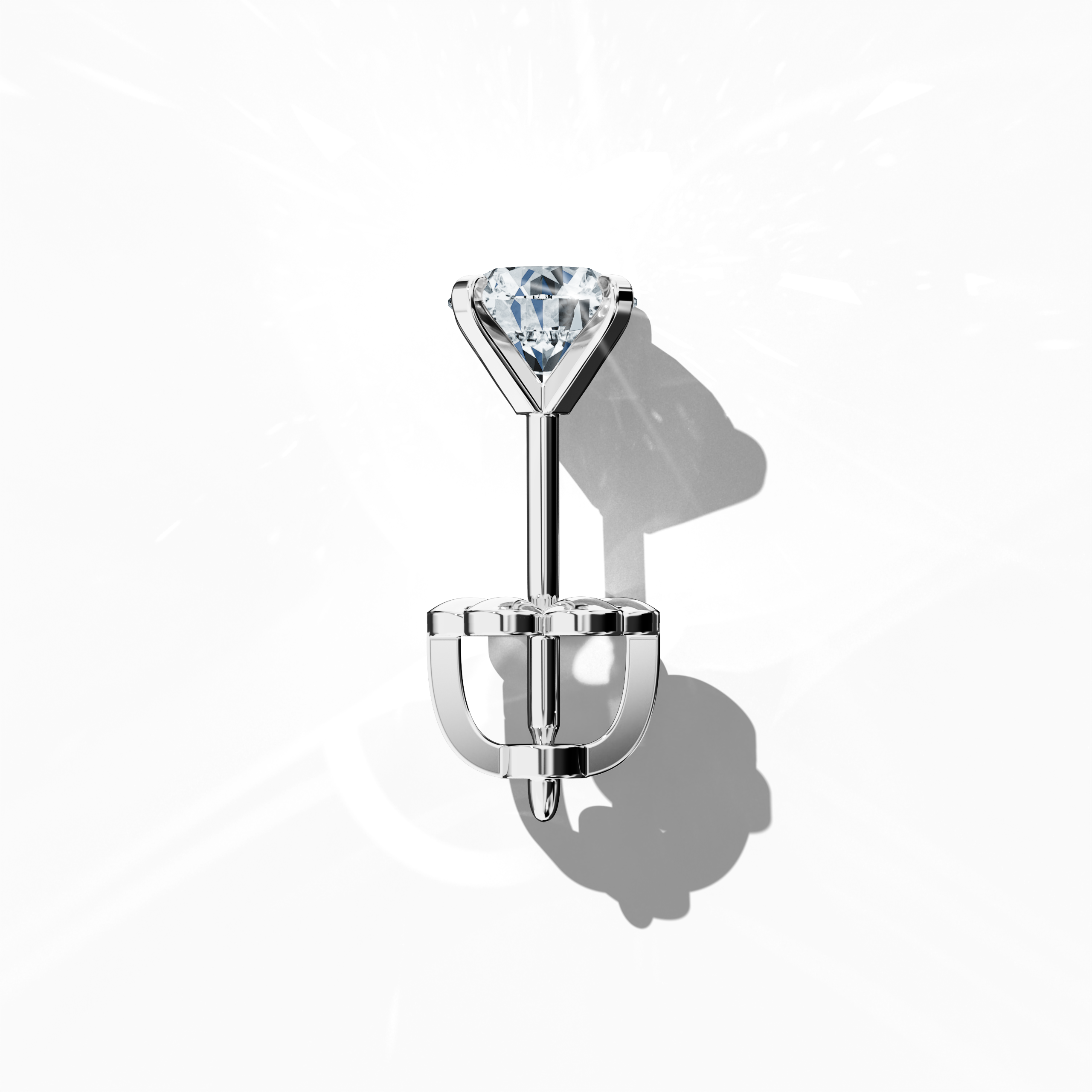 Solitaire Earring 1.40 ct in White gold