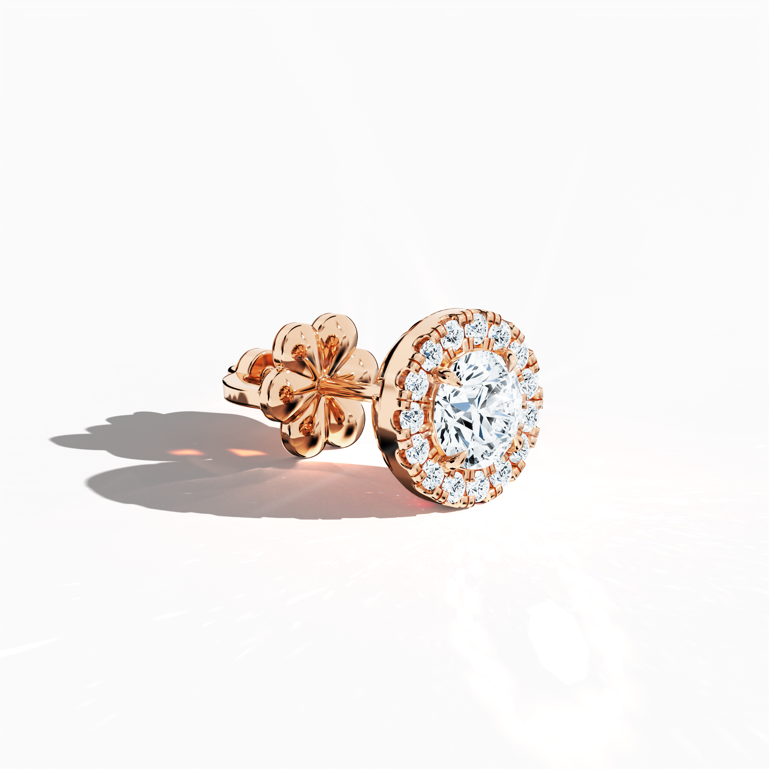 Halo Earring 1ct in Rose Gold