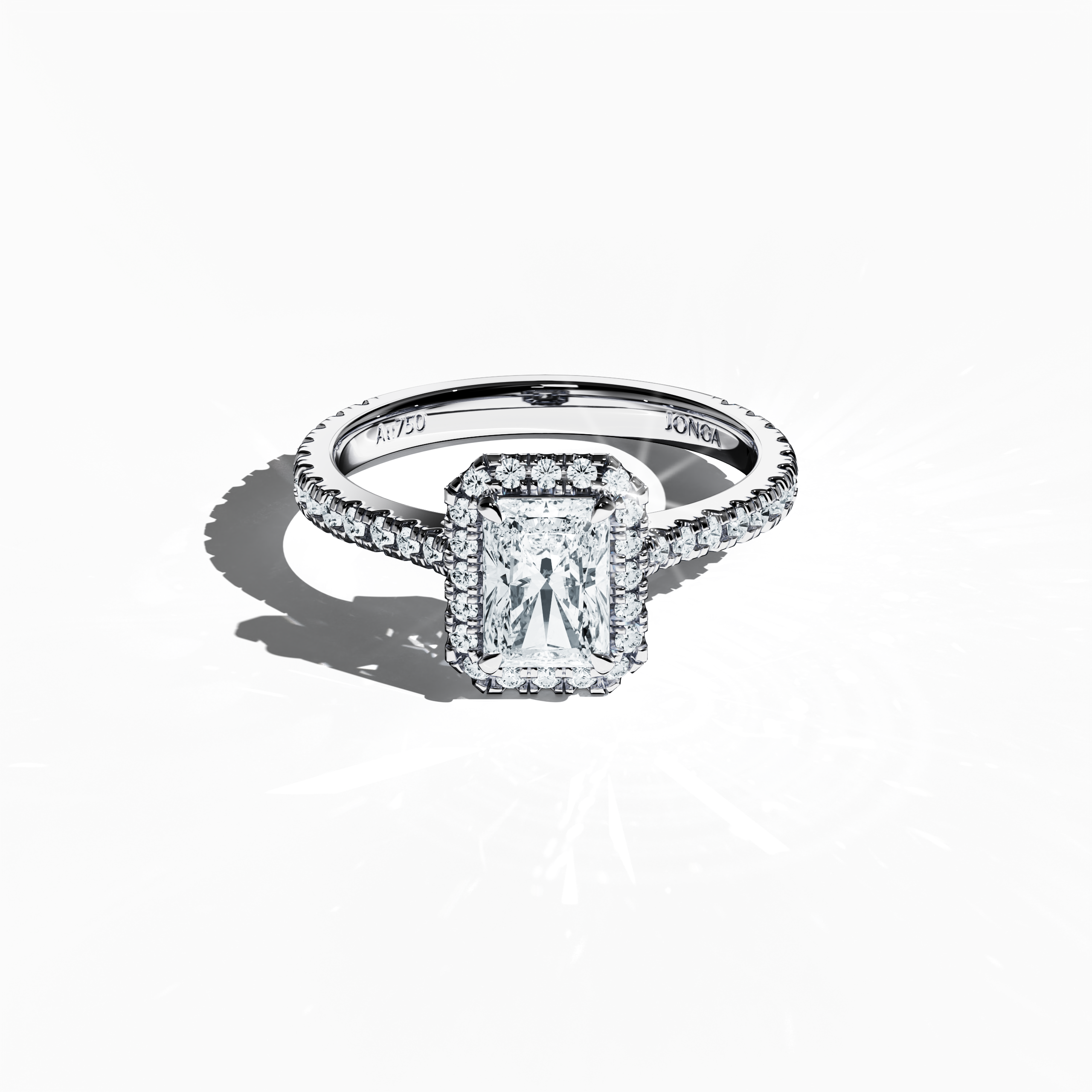 Halo Radiant Ring In White Gold