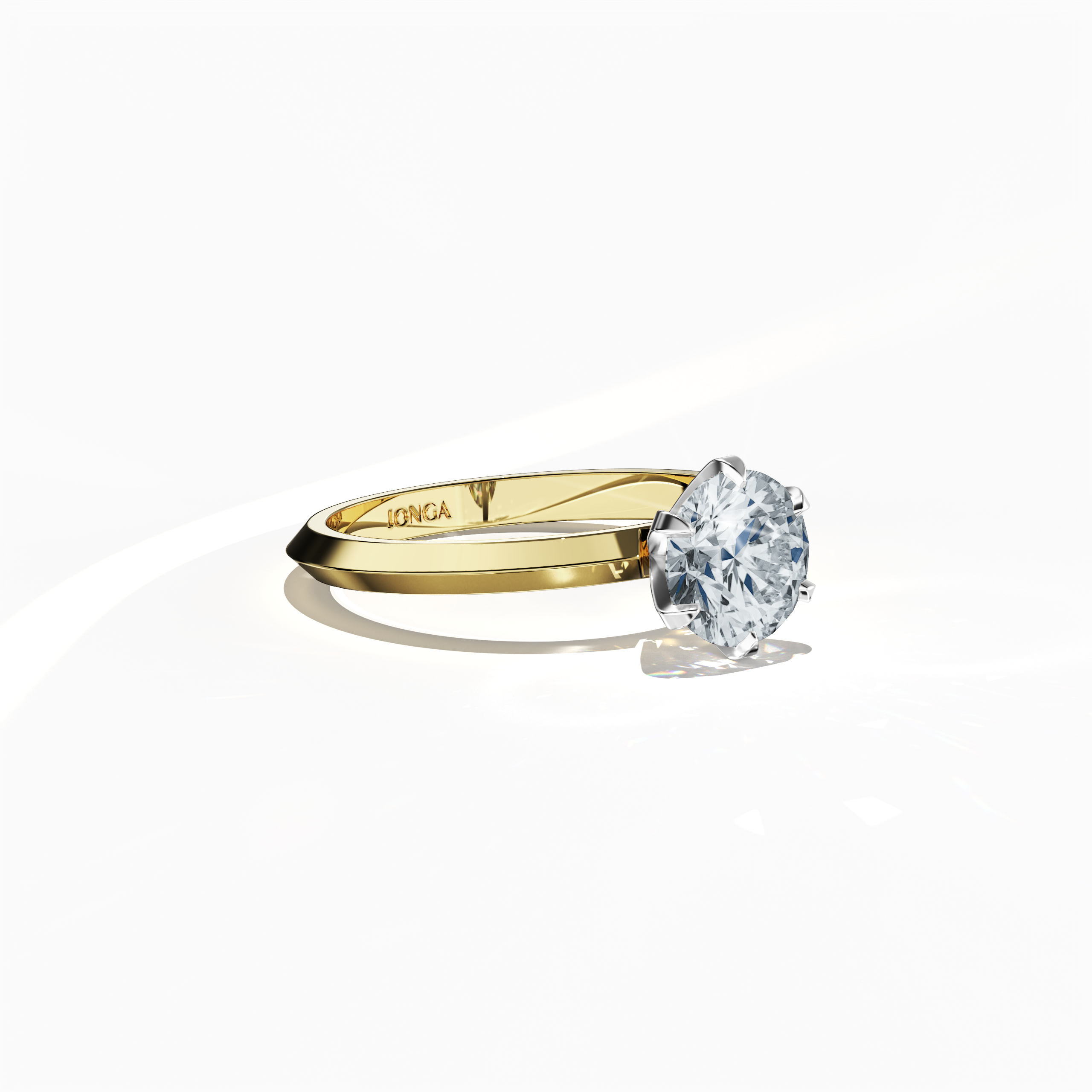 2 step Solitaire Ring 1 ct in Yellow gold