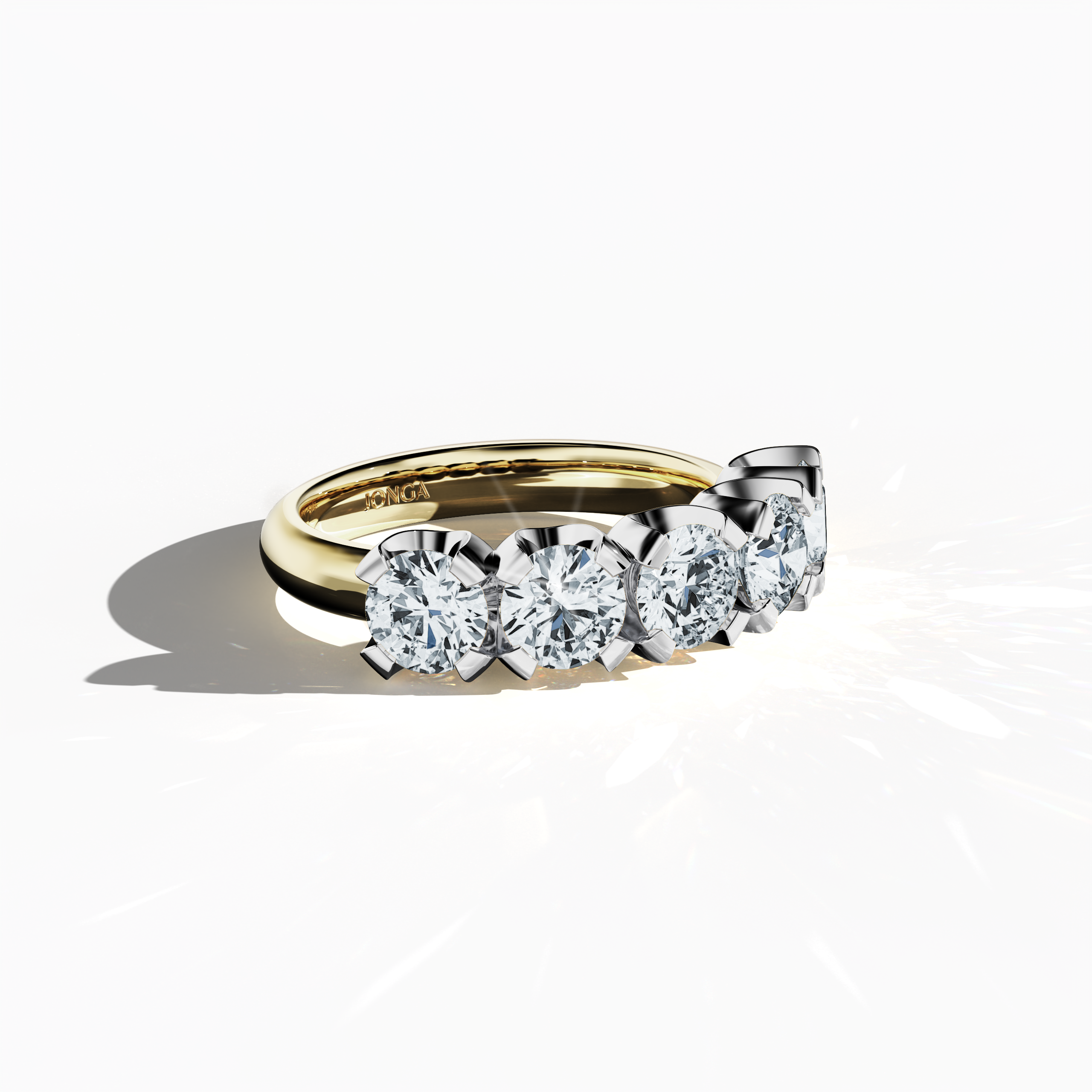 Five crown 0.50ct Yellow gold ring