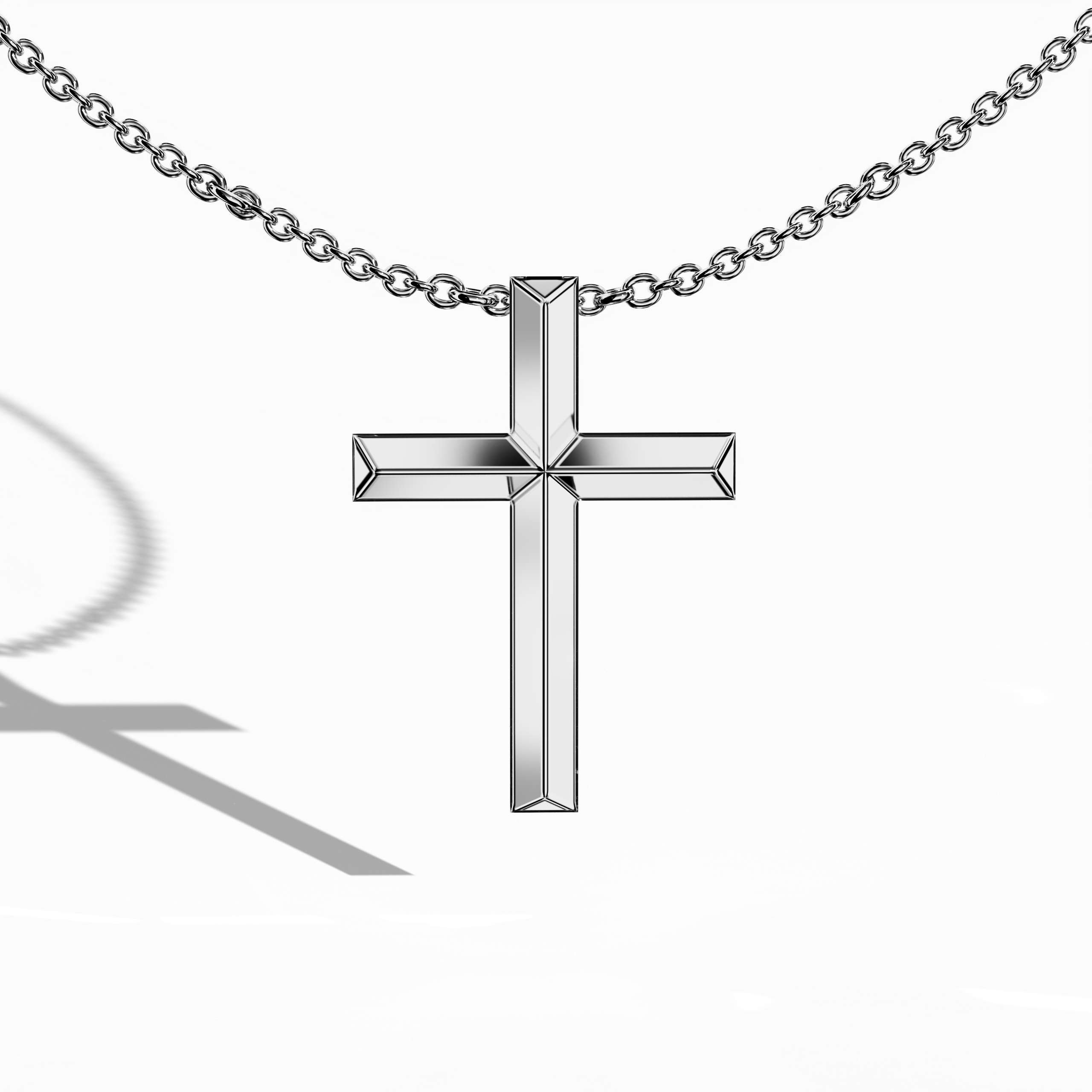 2 step cross pendant in White Gold