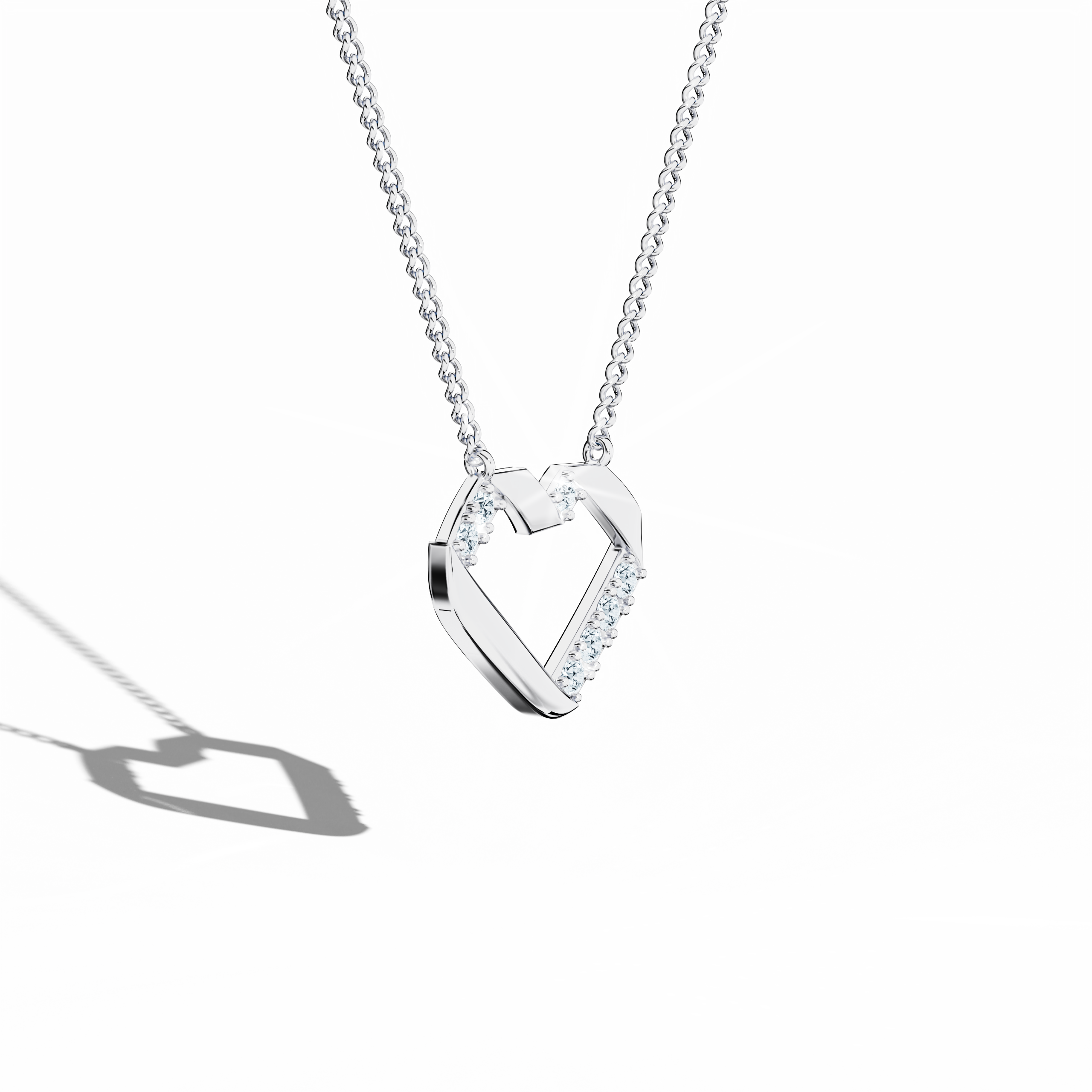 Diamond heart-pendent White Gold