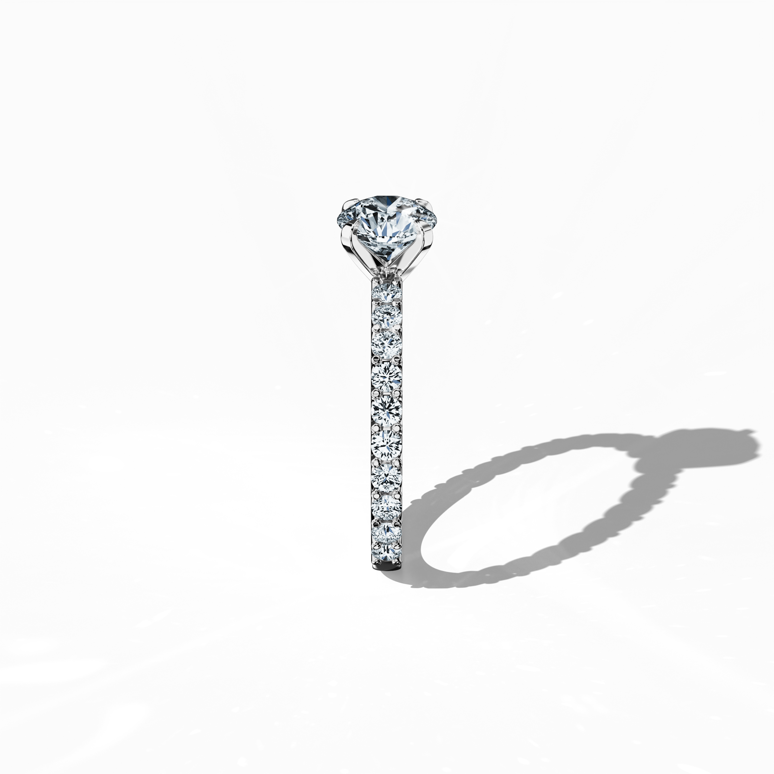 Solitaire Eternity Ring with 1 ct center in White Gold