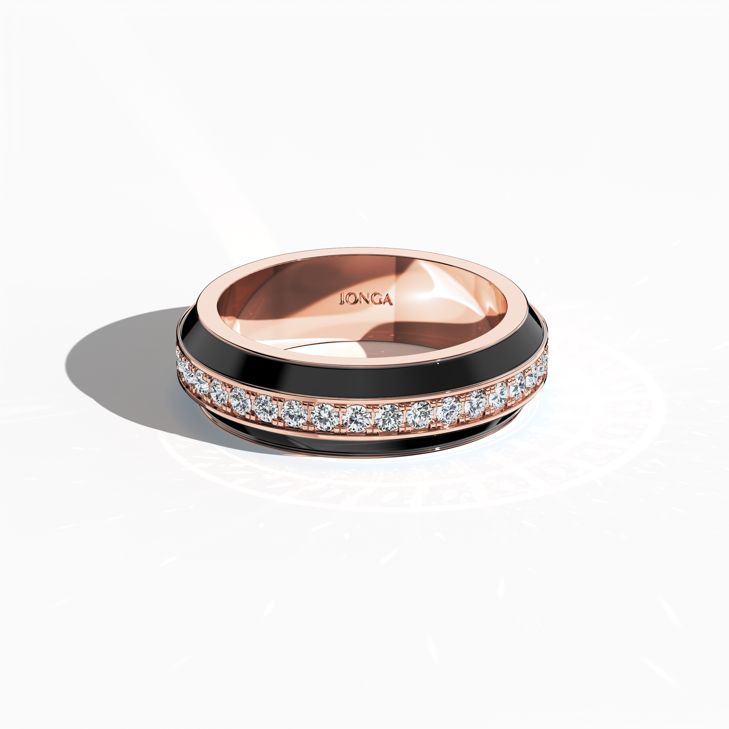 Black Enamel Paved in Rose Gold