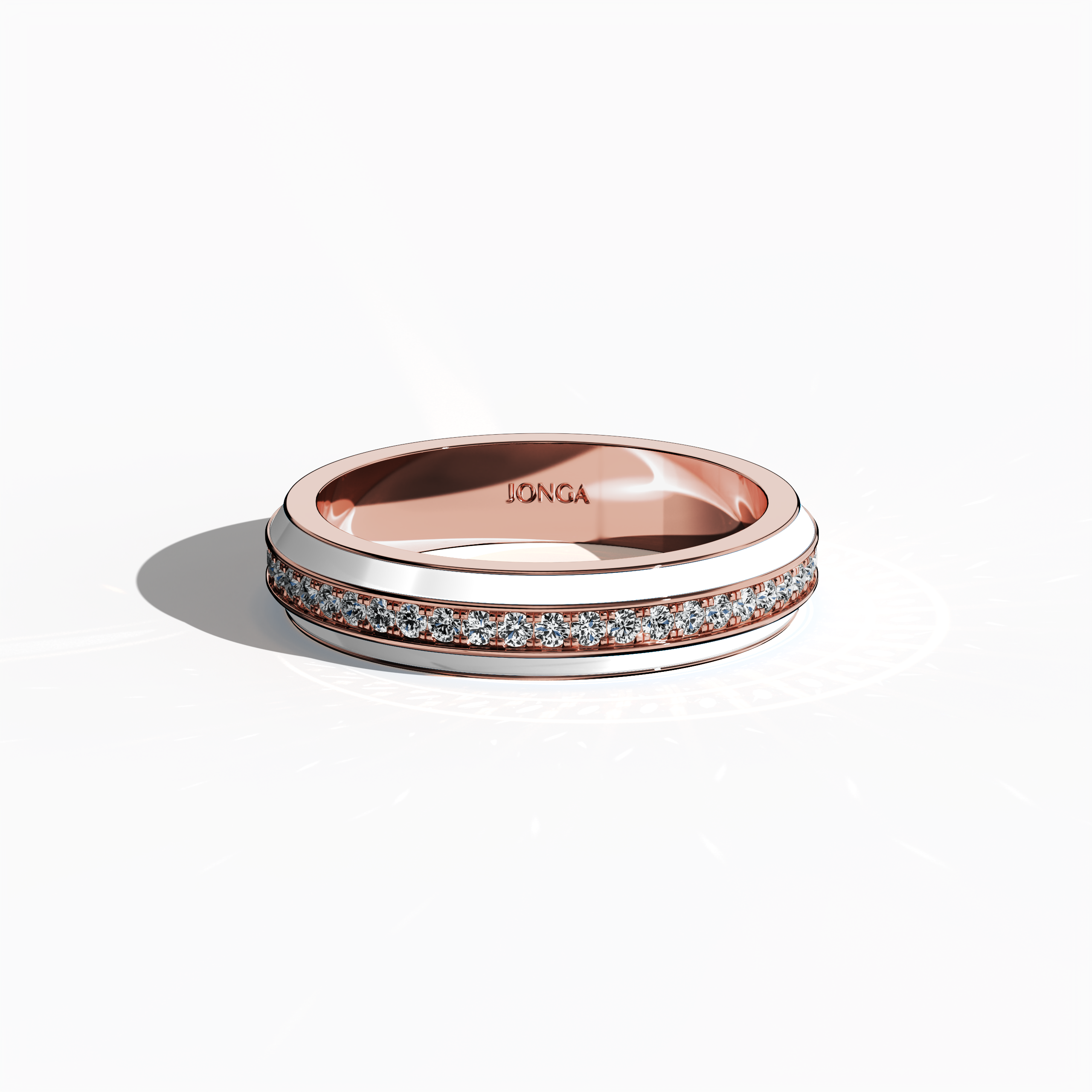 White Enamel Paved in Rose Gold for Her