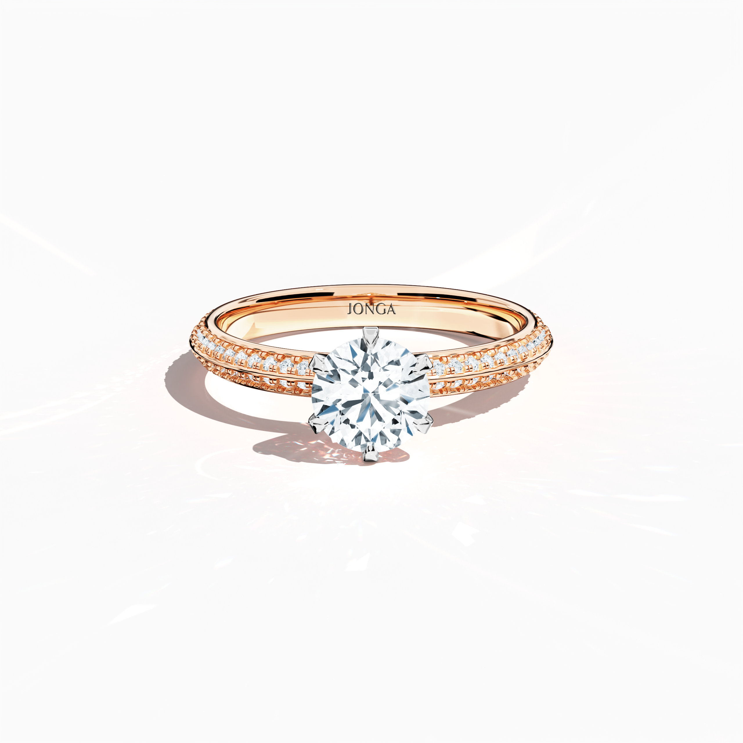 2s Solitaire ring paved - 1.00ct in Rose Gold