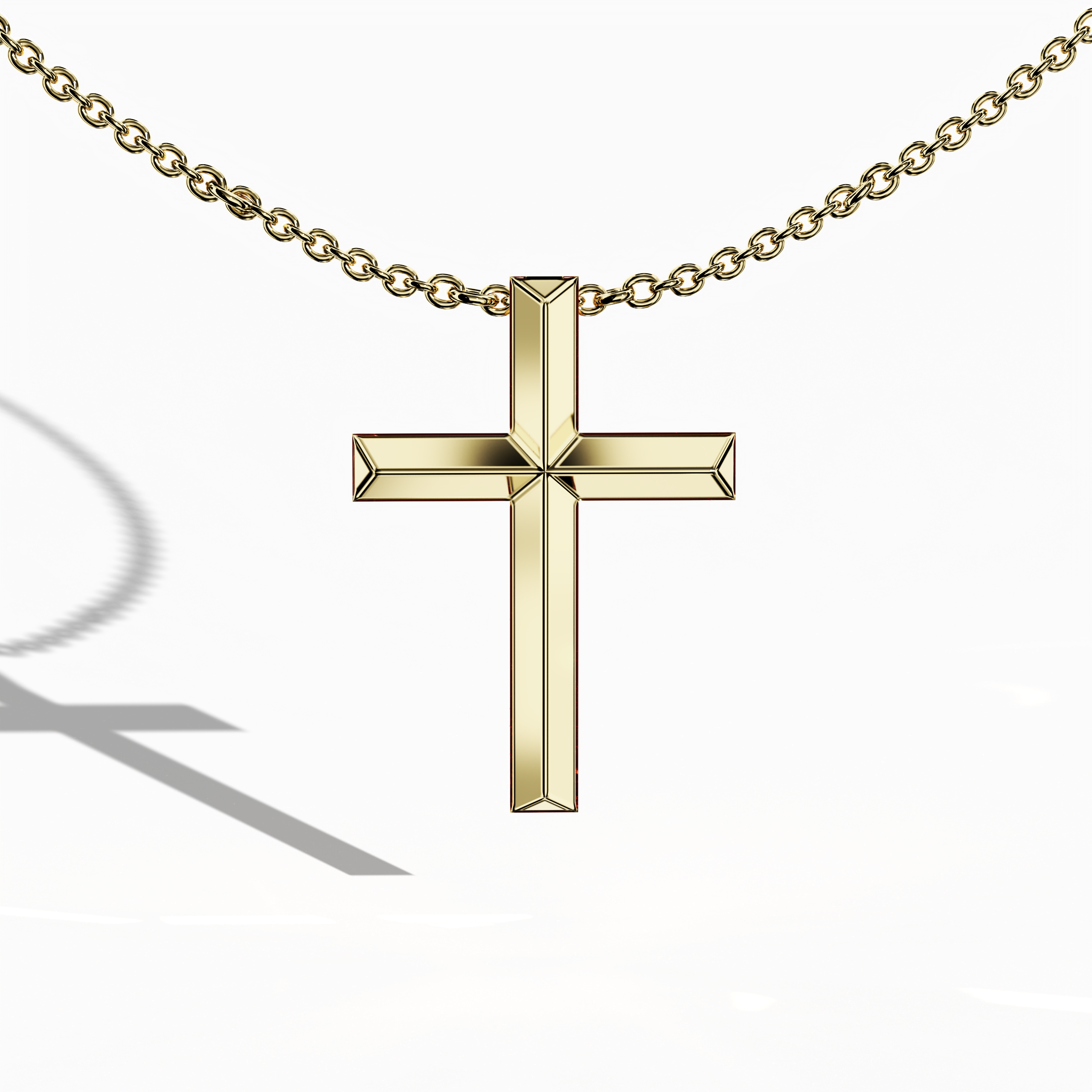 2 step cross pendant in Yellow Gold