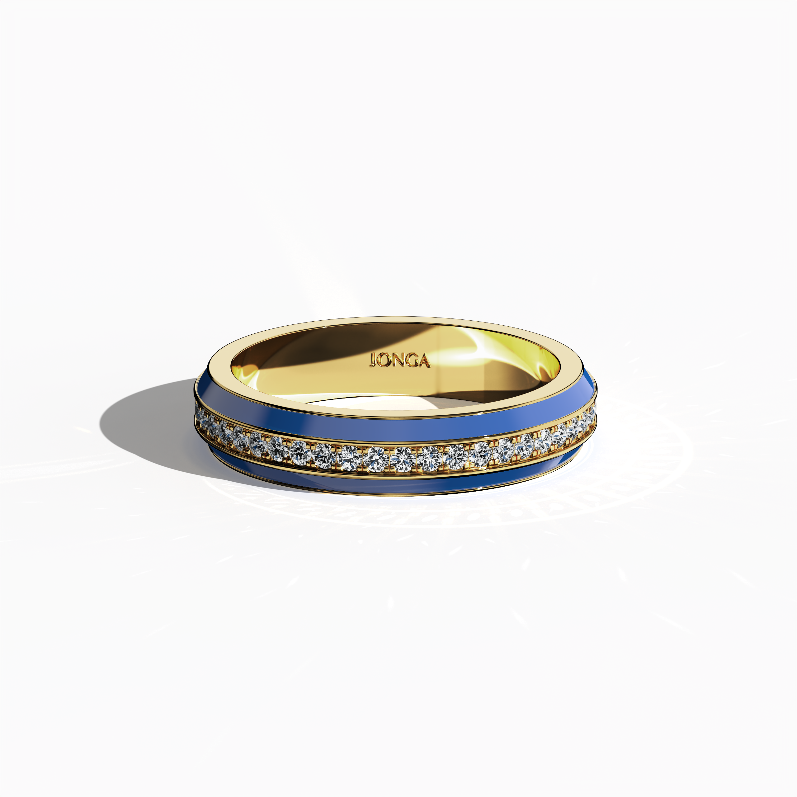 Jonga Blue Enamel Paved in Yellow Gold for Her