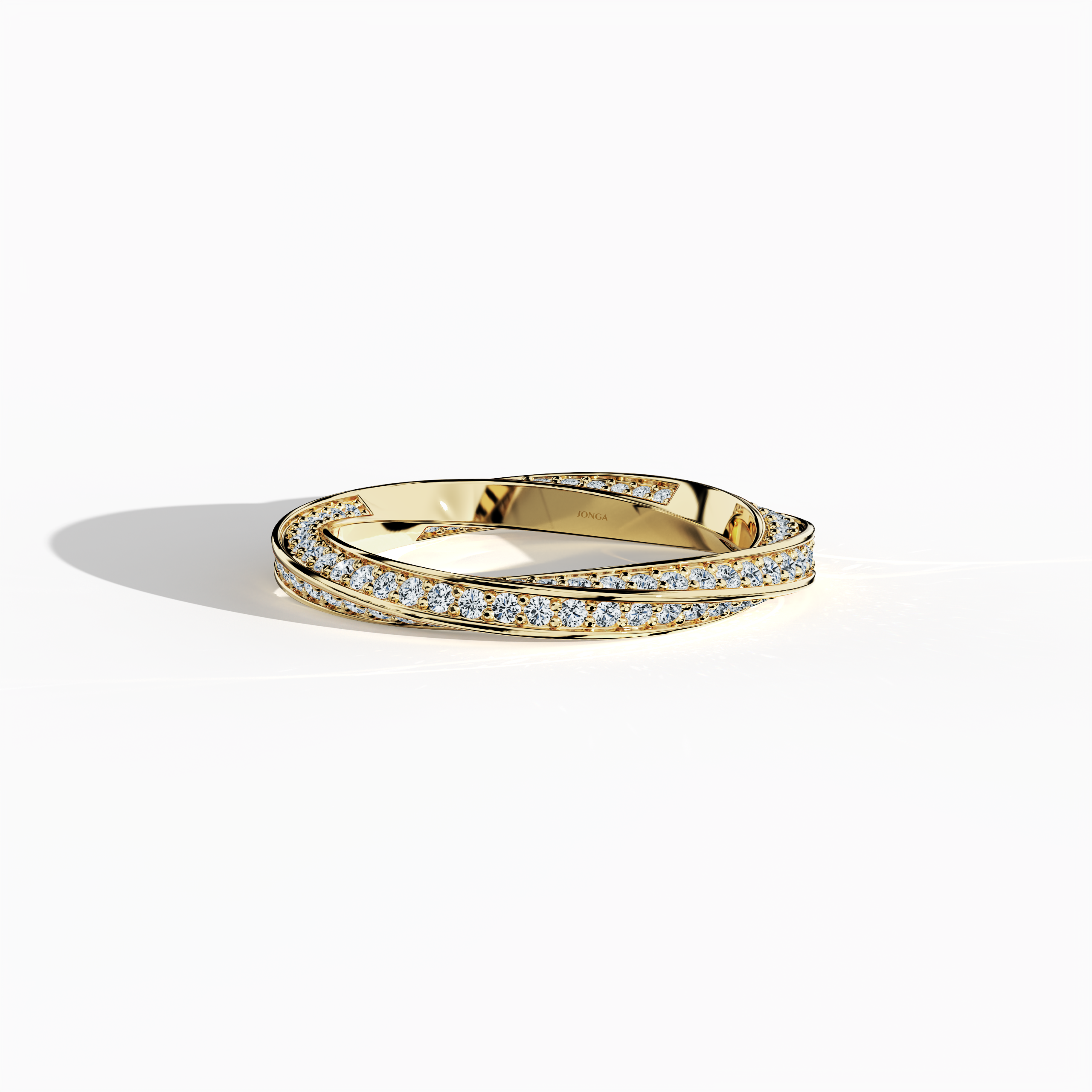 Twisted Band paved in Yellow Gold