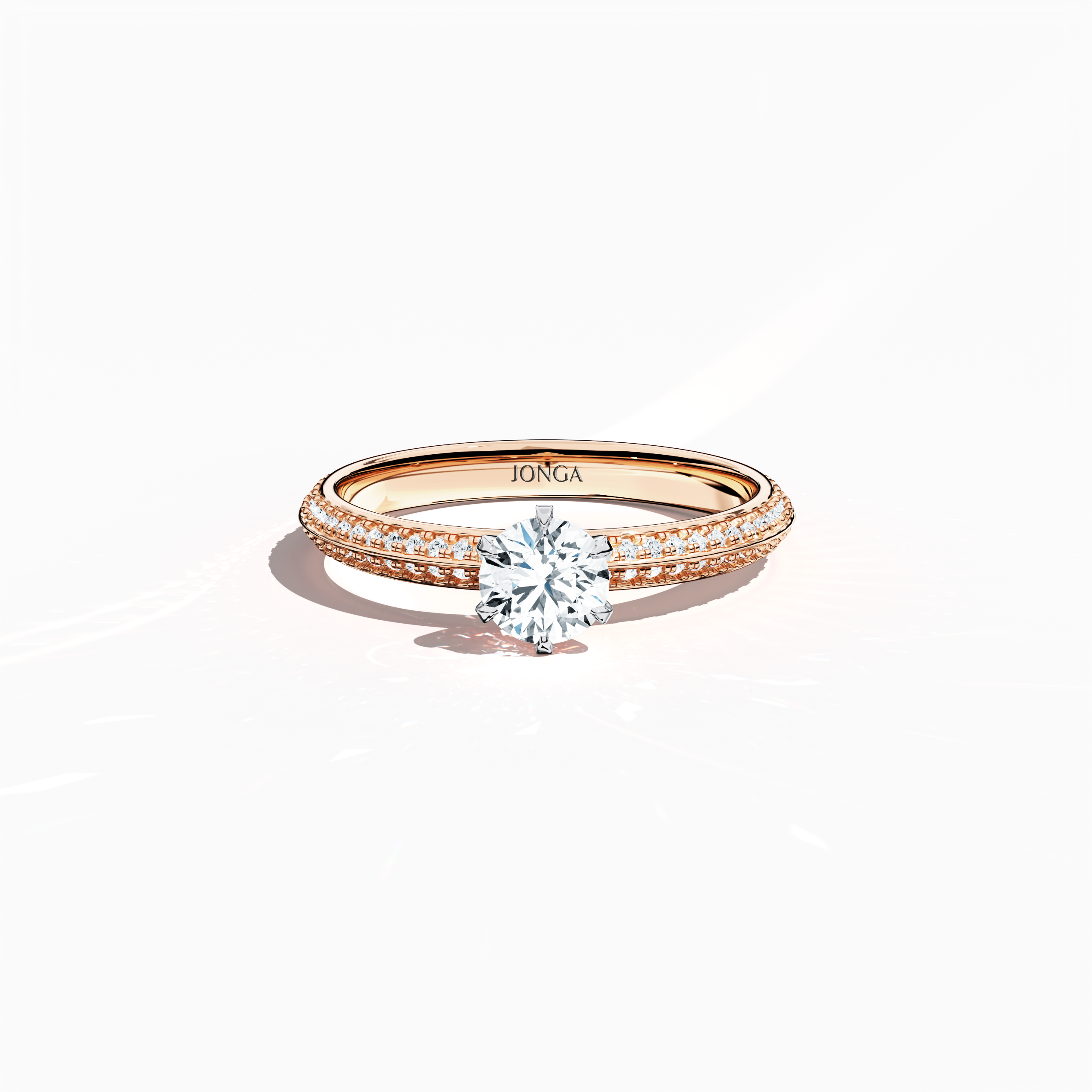 2s Solitaire ring paved-0.50ct in Rose Gold