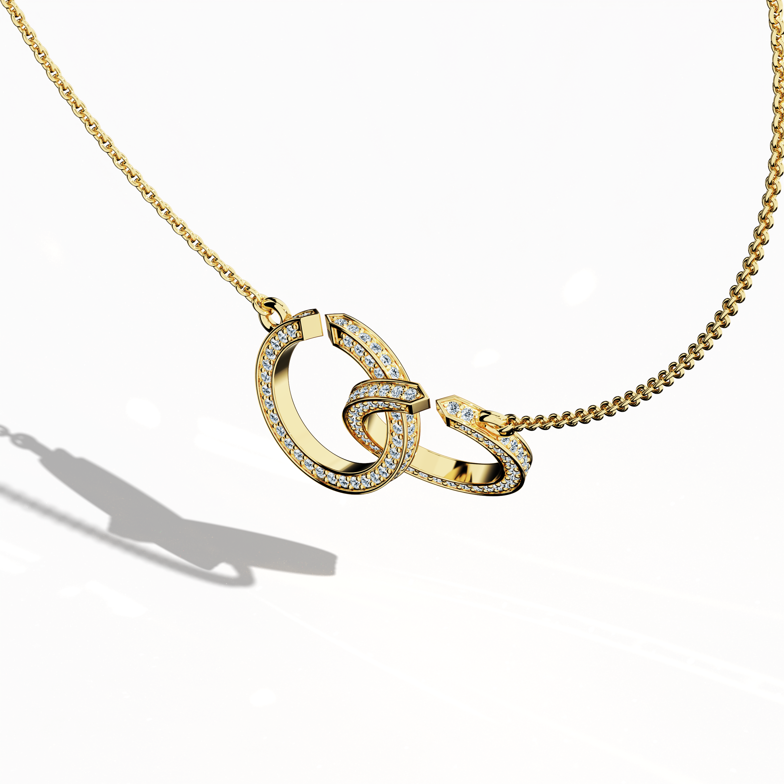 Inter Lock Diamond Pendant in Yellow Gold