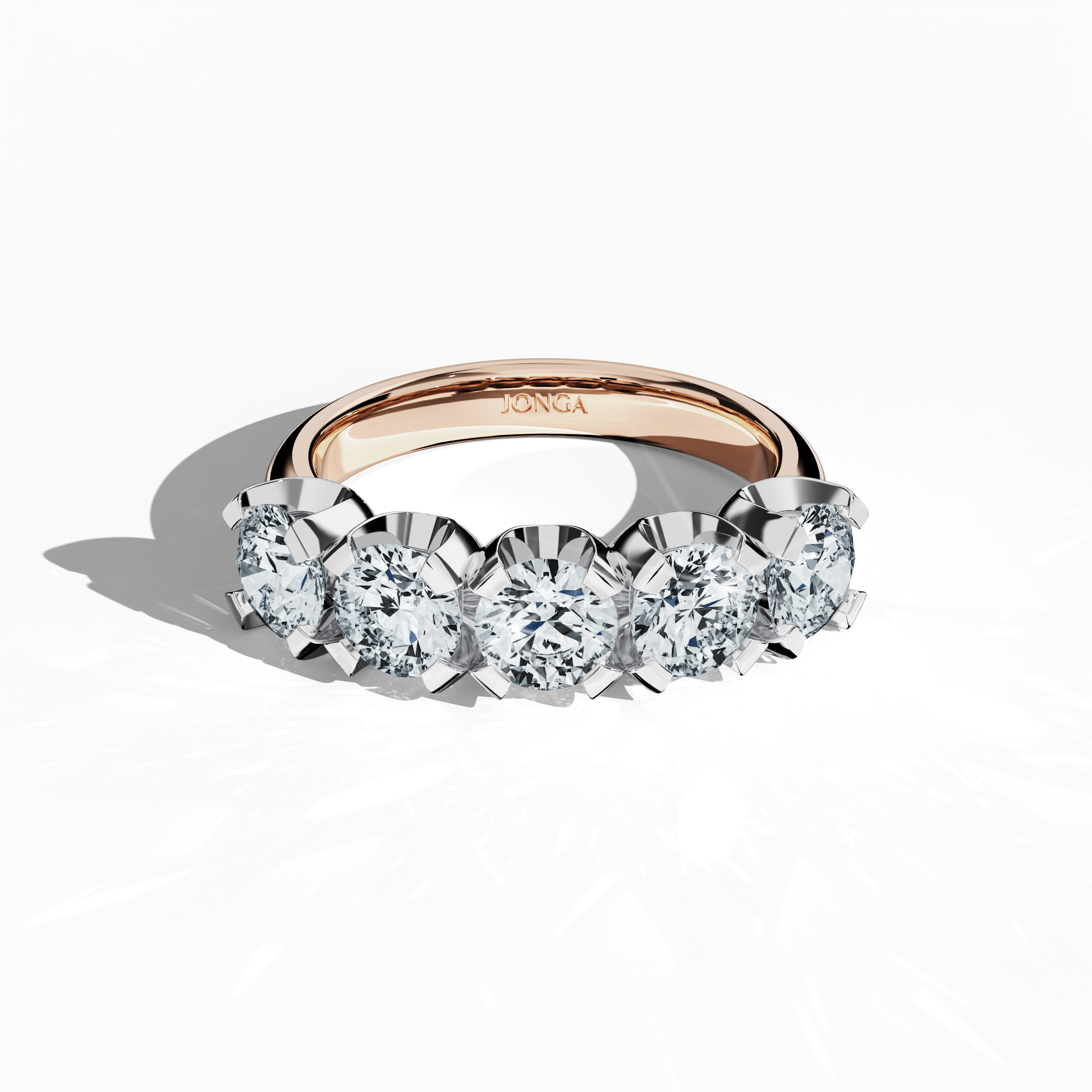 Five crown 0.50ct rose gold ring