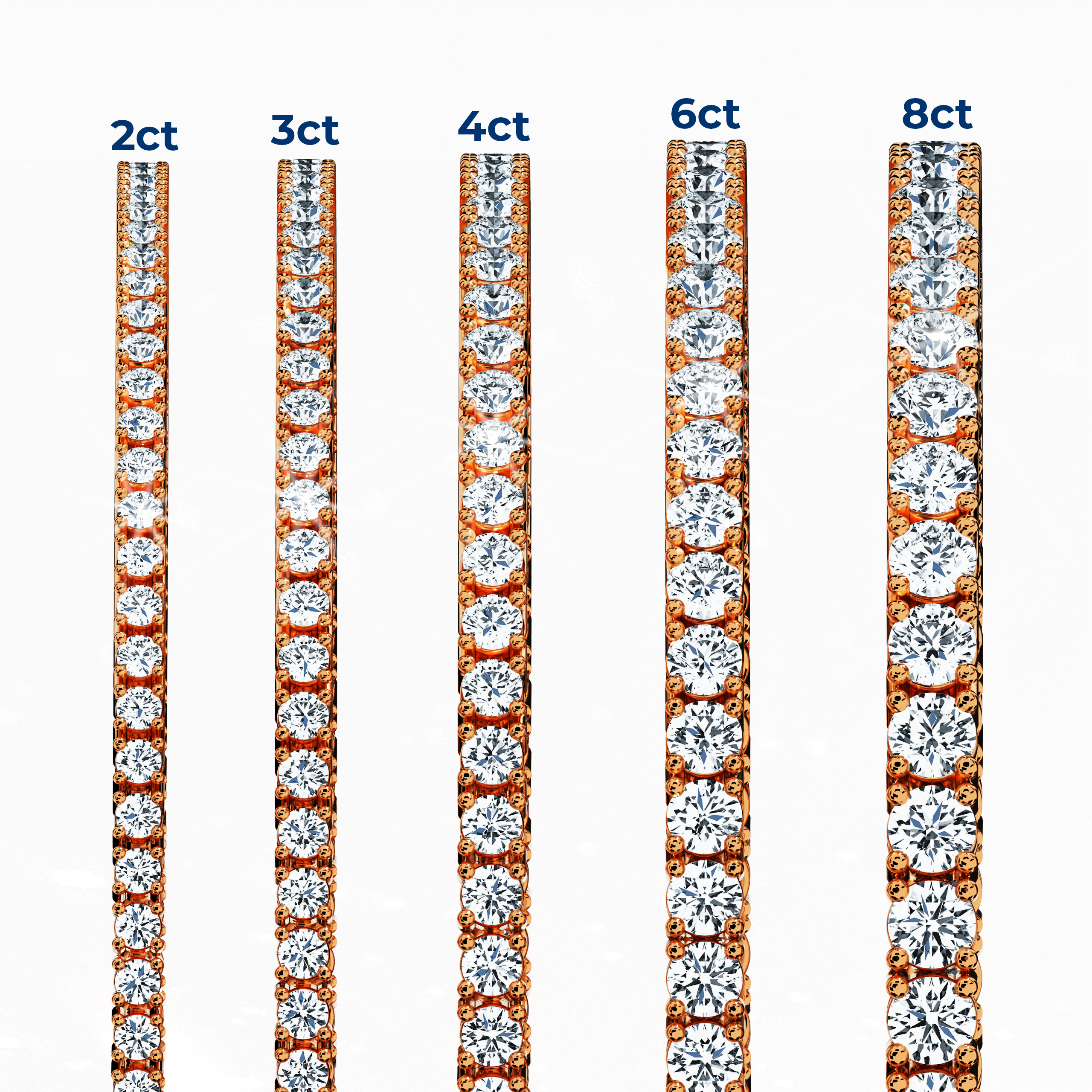 Tennis Bracelet 2 ct diamonds in Rose Gold